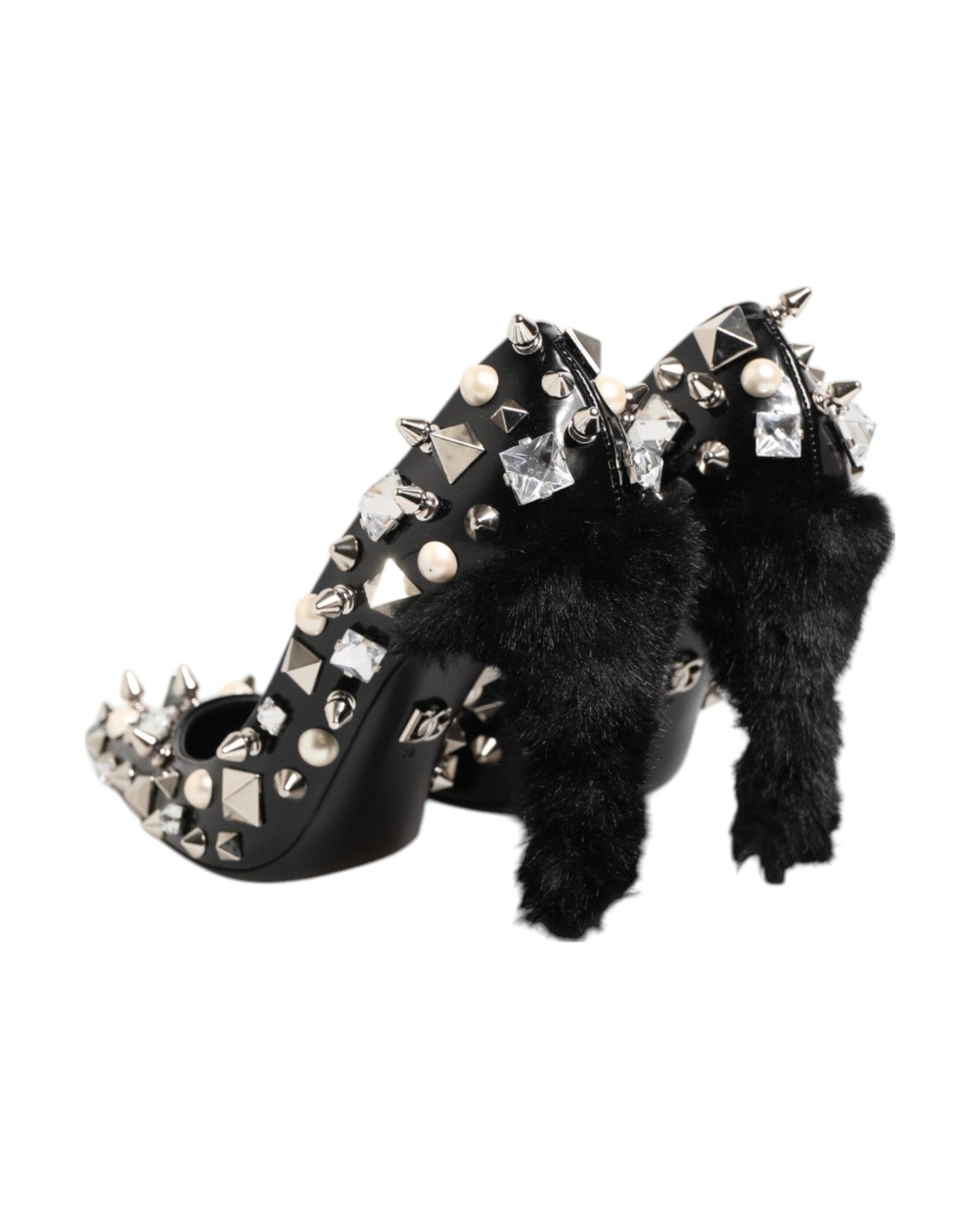 Dolce & Gabbana Black Crystals Studs Stiletto Pumps Shoes Glam Steals