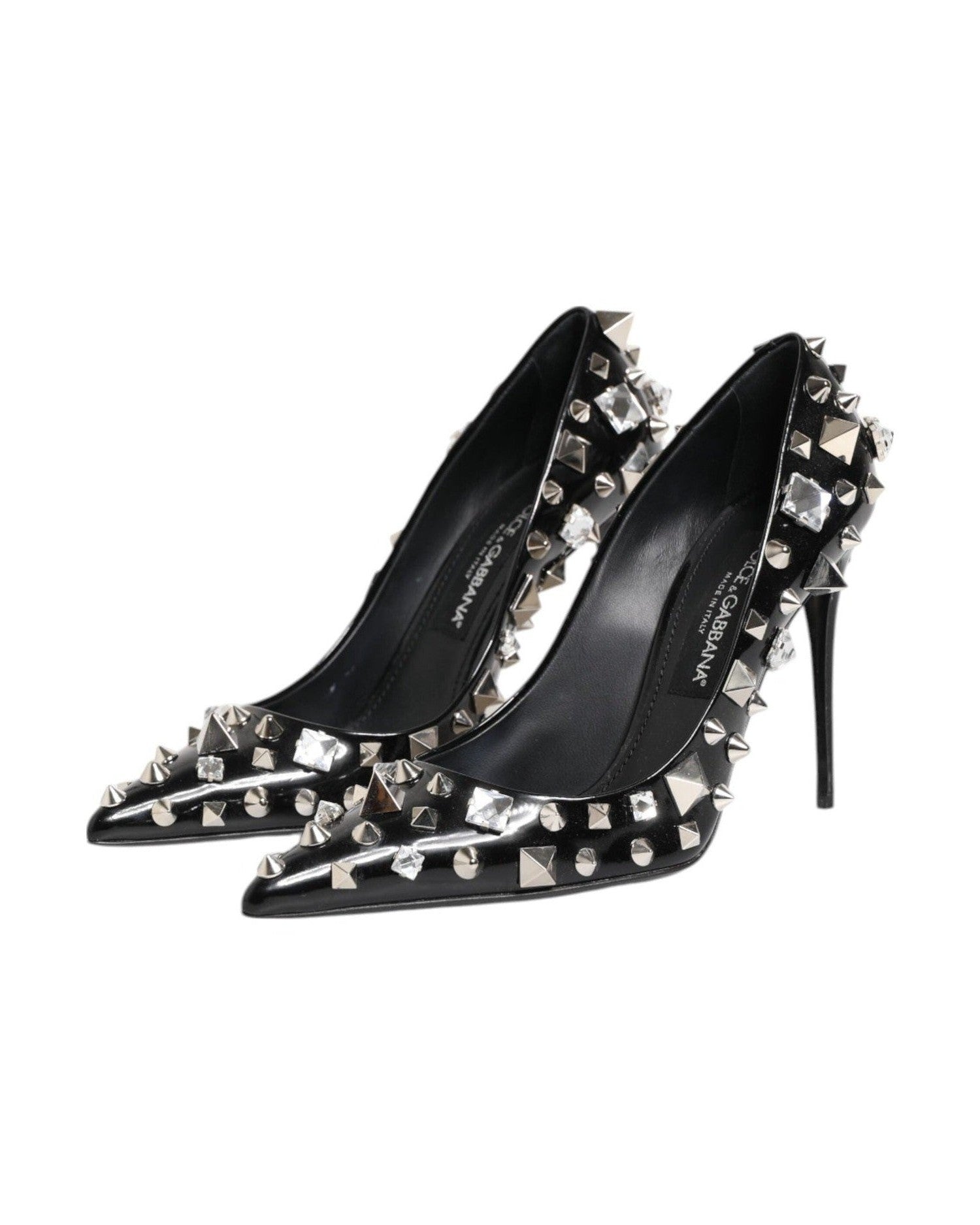 Dolce & Gabbana Black Crystals Studs Stiletto Pumps Shoes Glam Steals