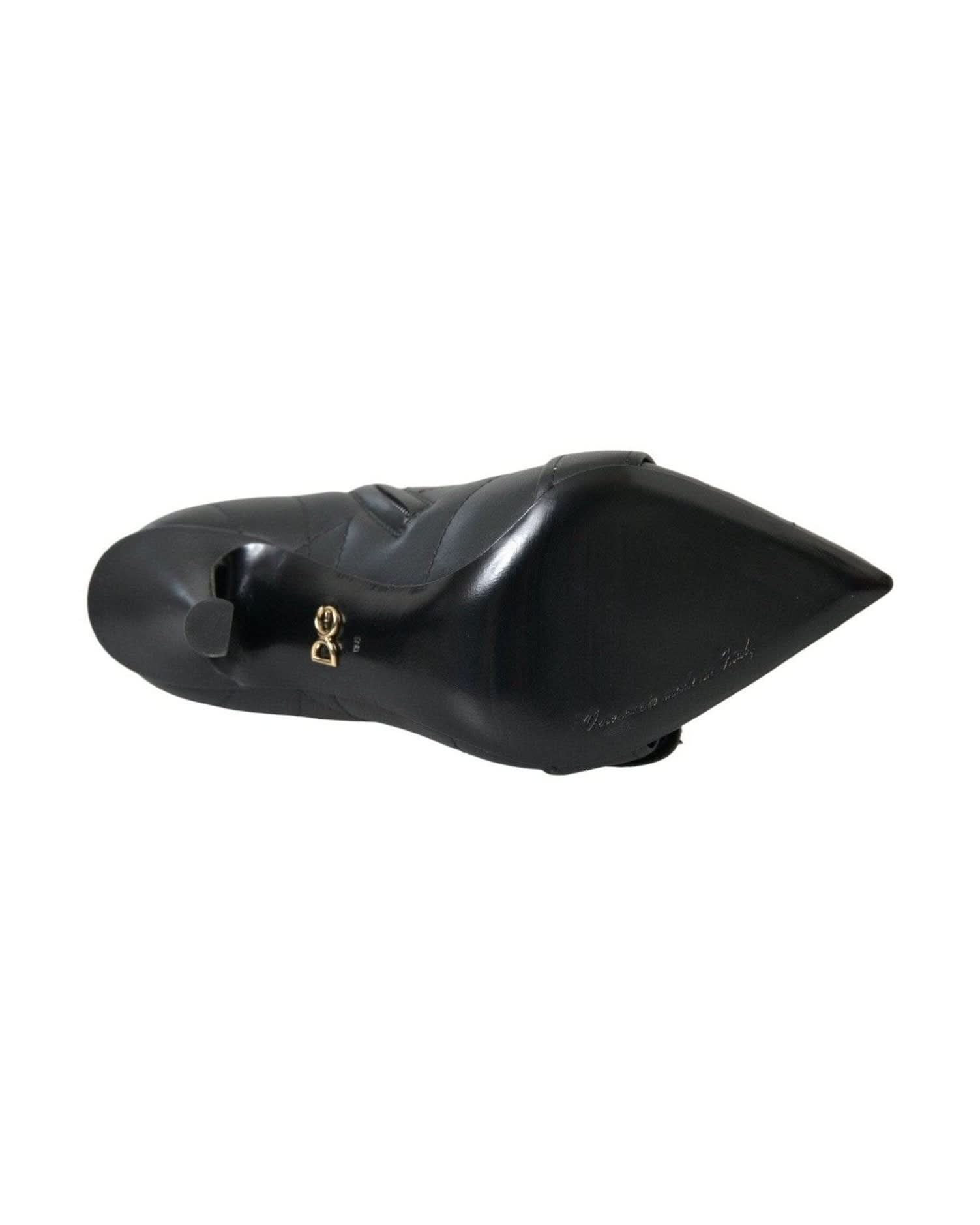 Dolce & Gabbana Black Devotion Quilted Buckled Boots Shoes Boots