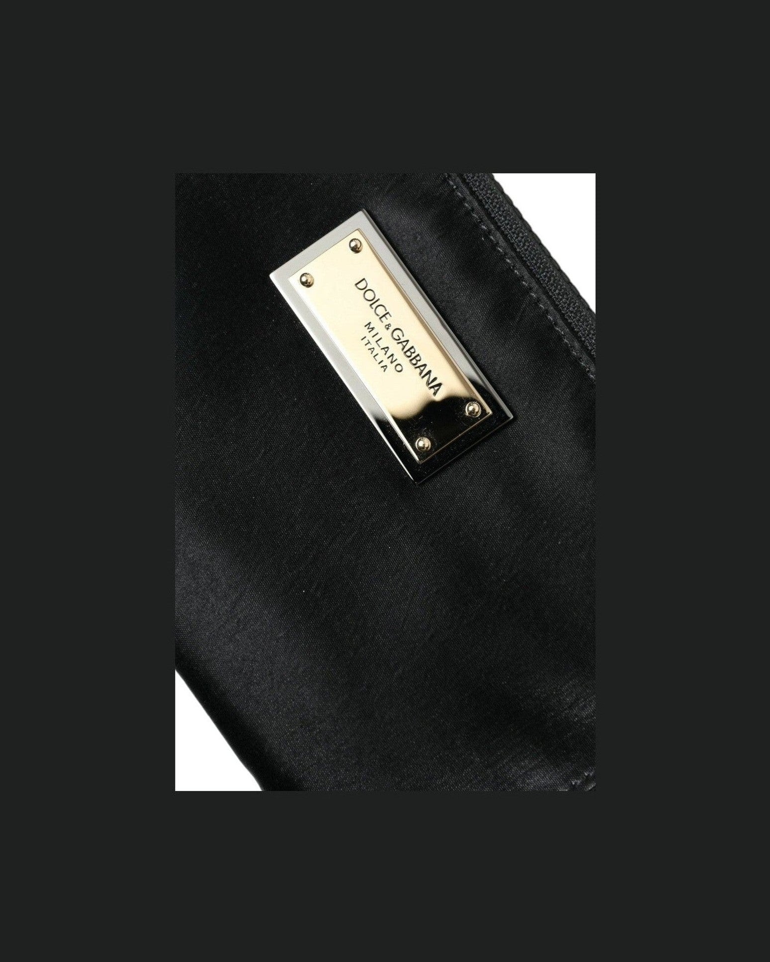 Dolce & Gabbana Elite Nylon & Leather Pouch With Logo Black Detail Glam Steals