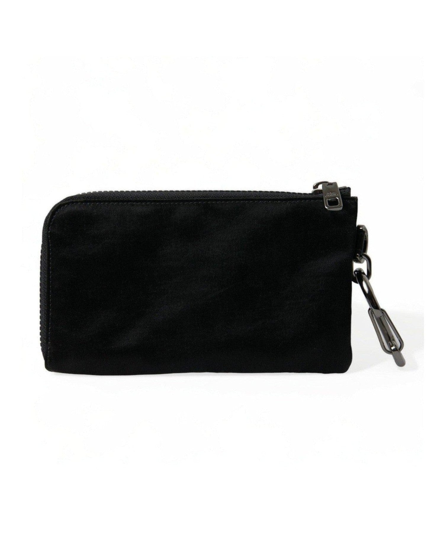 Dolce & Gabbana Elite Nylon & Leather Pouch With Logo Black Detail Glam Steals