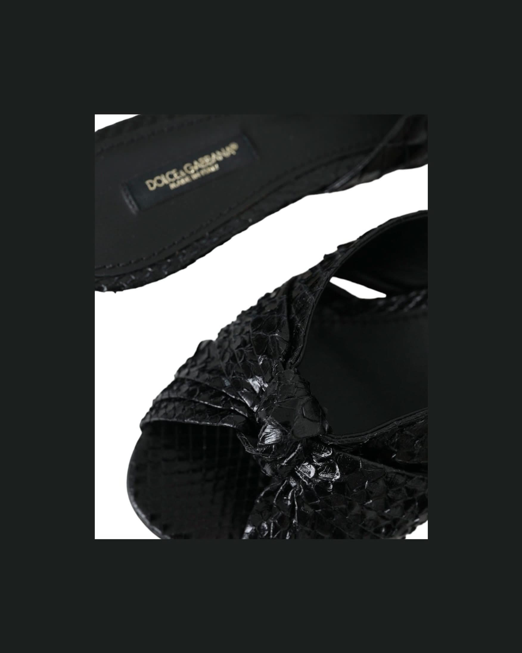 Dolce & Gabbana Black Exotic Leather Heels Slides Shoes Heels