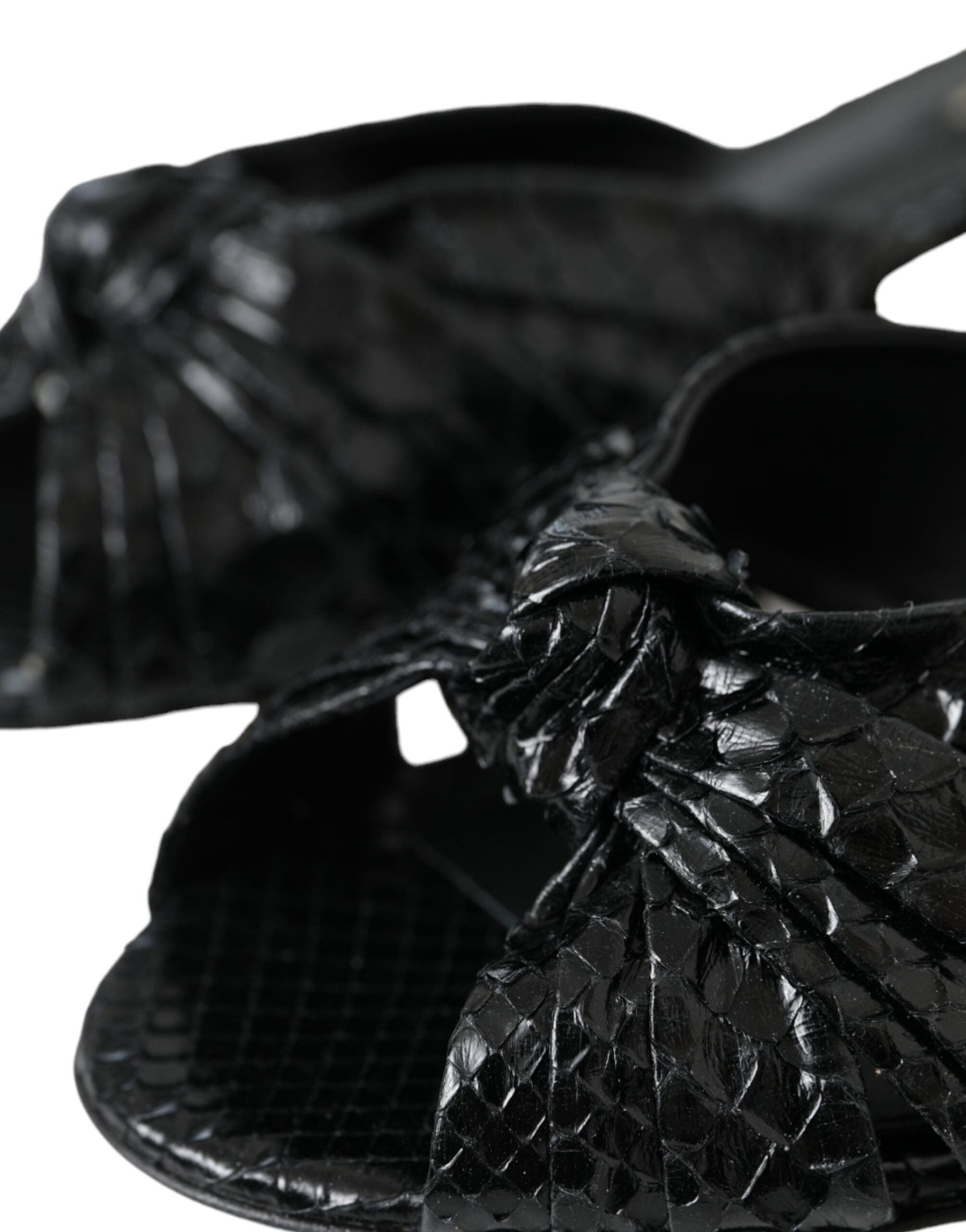 Dolce & Gabbana Black Exotic Leather Heels Slides Shoes Glam Steals