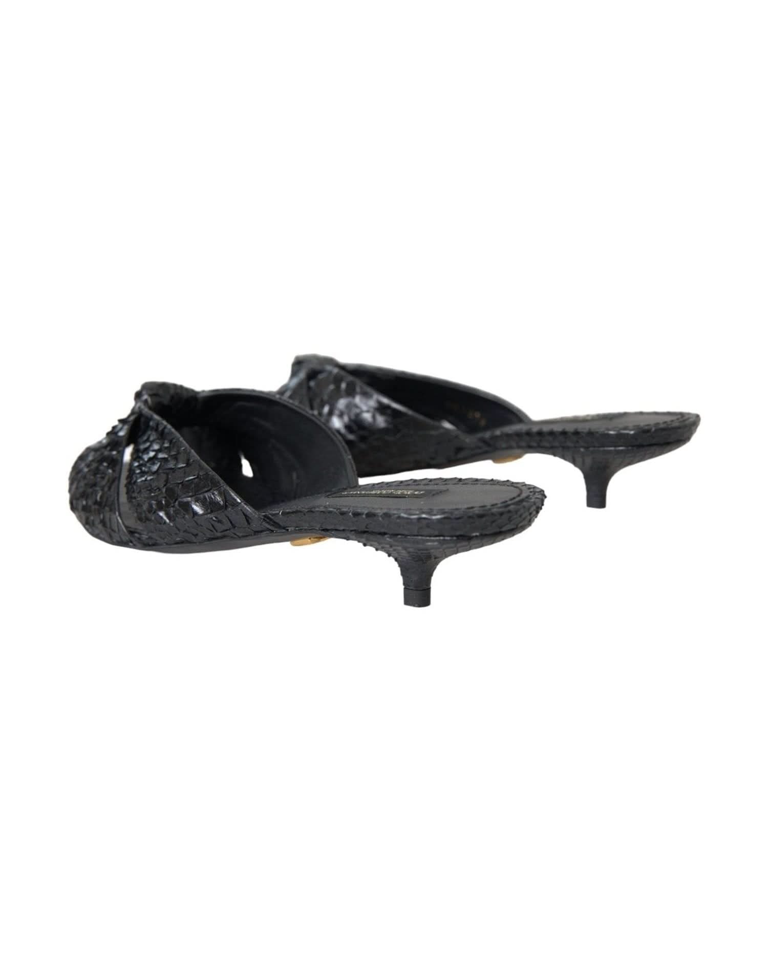 Dolce & Gabbana Black Exotic Leather Heels Slides Shoes Heels