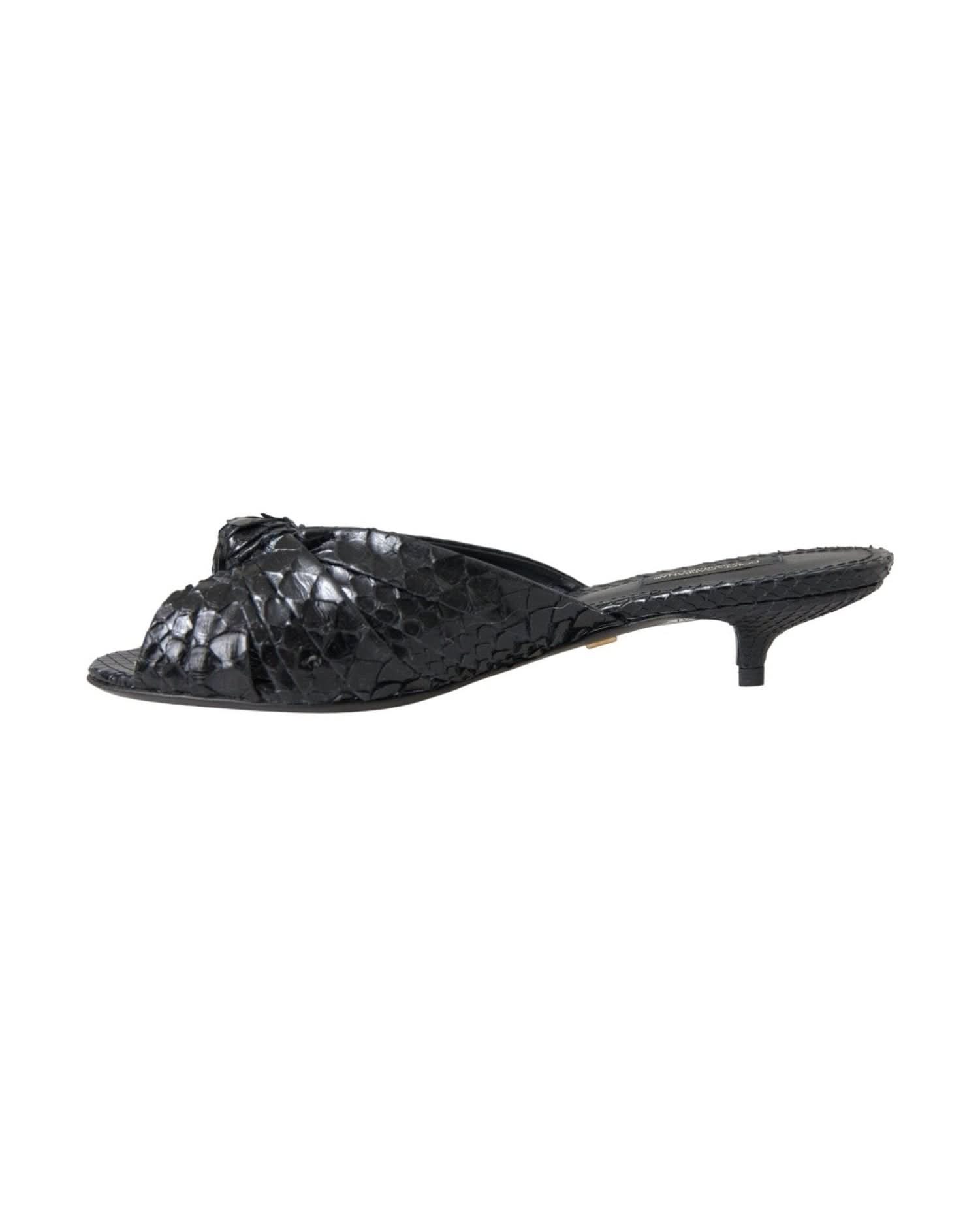 Dolce & Gabbana Black Exotic Leather Heels Slides Shoes Heels