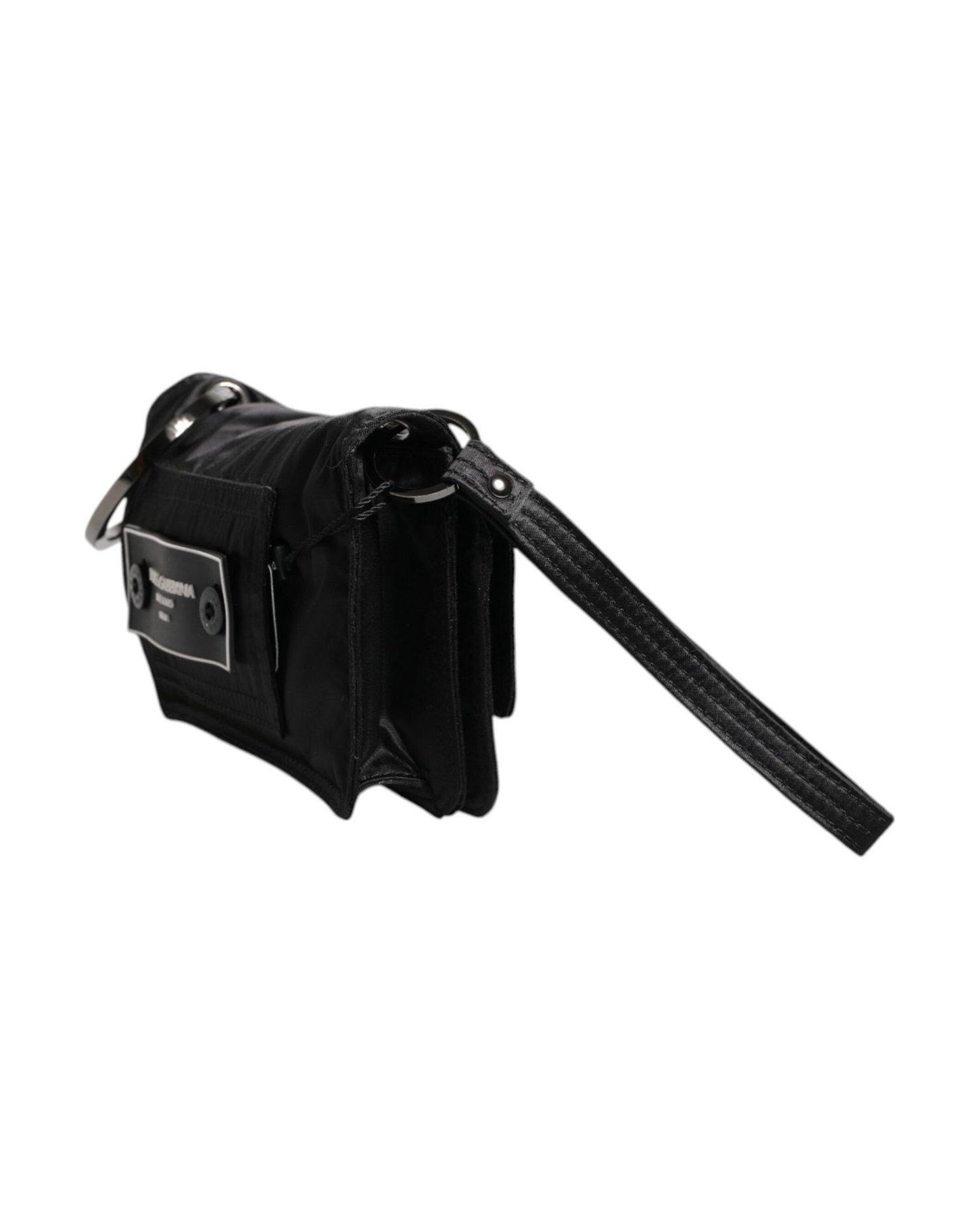 Dolce & Gabbana Fabric Logo Two Way Clutch Crossbody Black Bag Glam Steals