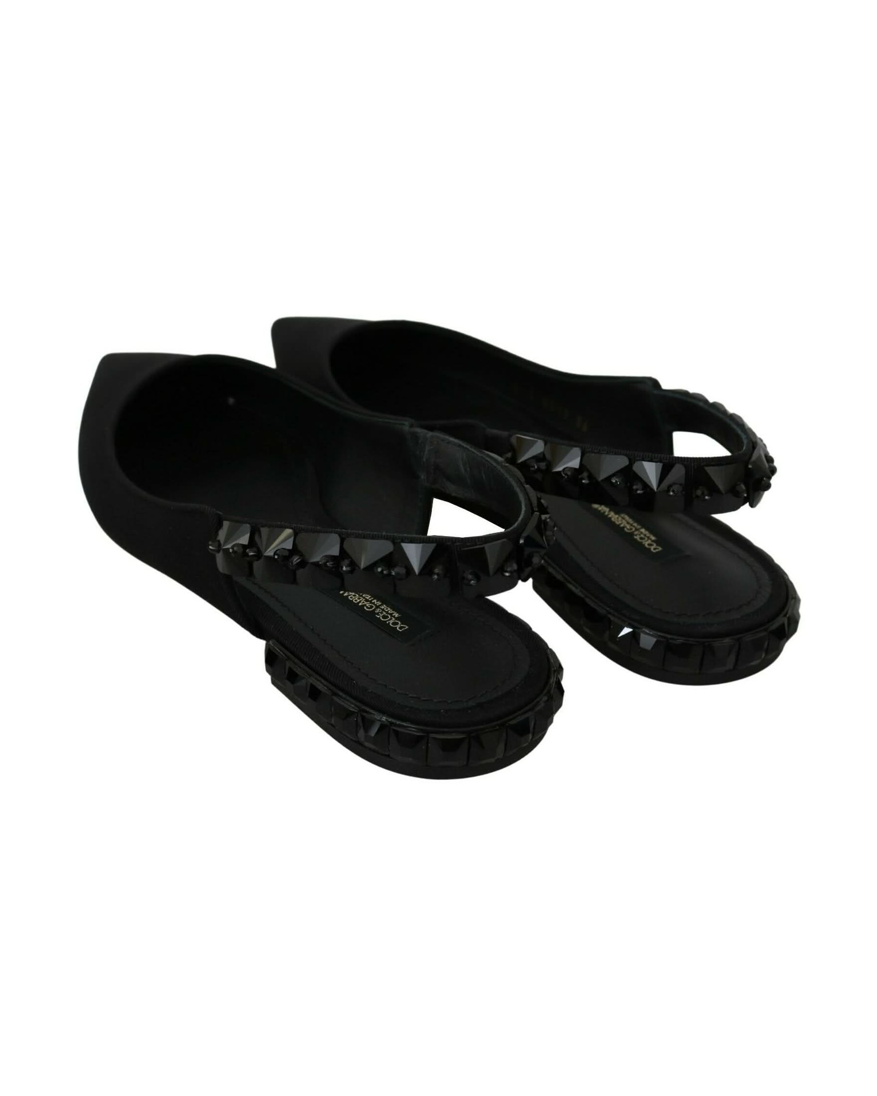 Dolce & Gabbana Black Flats Slingback Charmeuse Shoes Flats