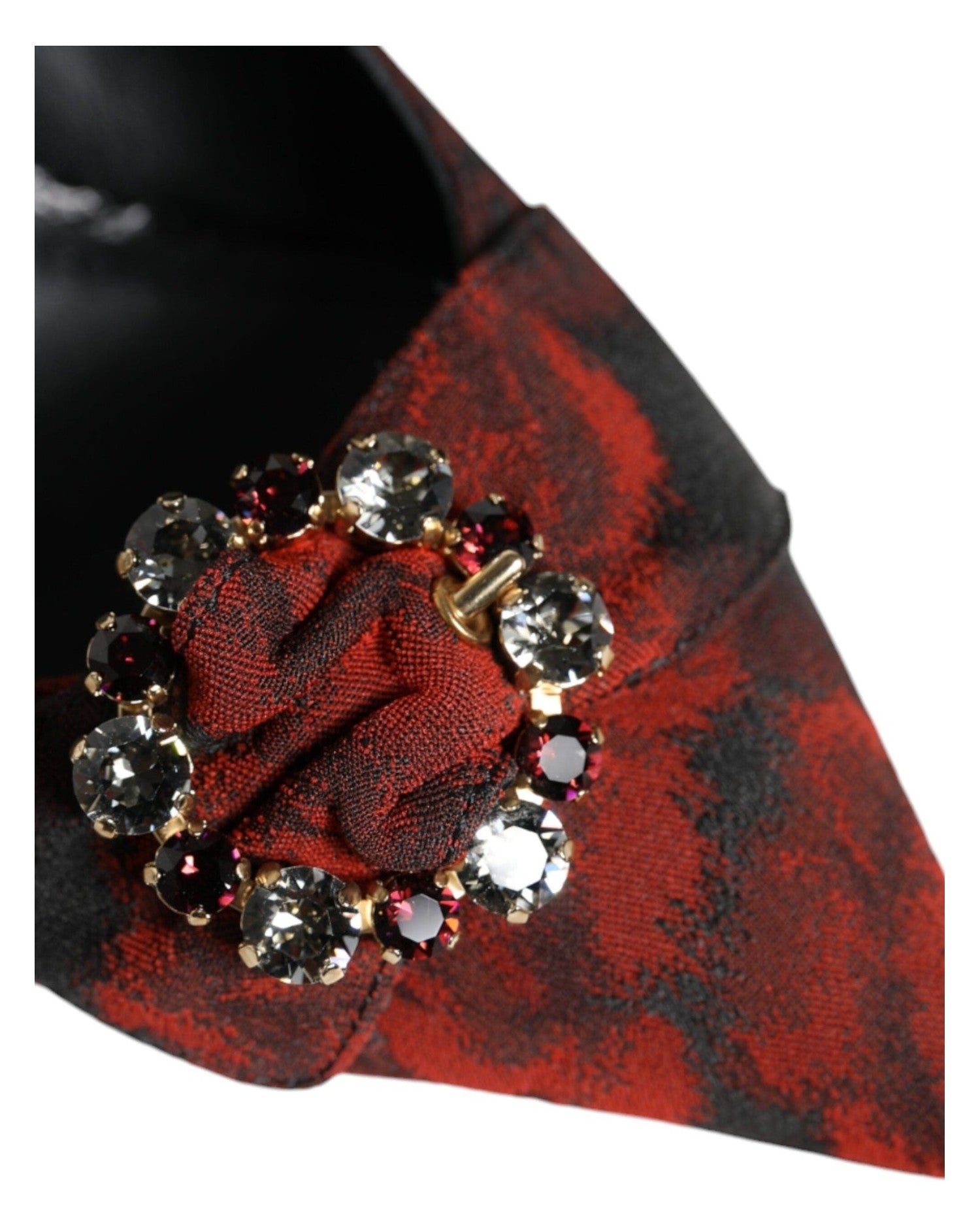 Dolce & Gabbana Black Red Floral Crystal Heel Slingback Shoes Glam Steals