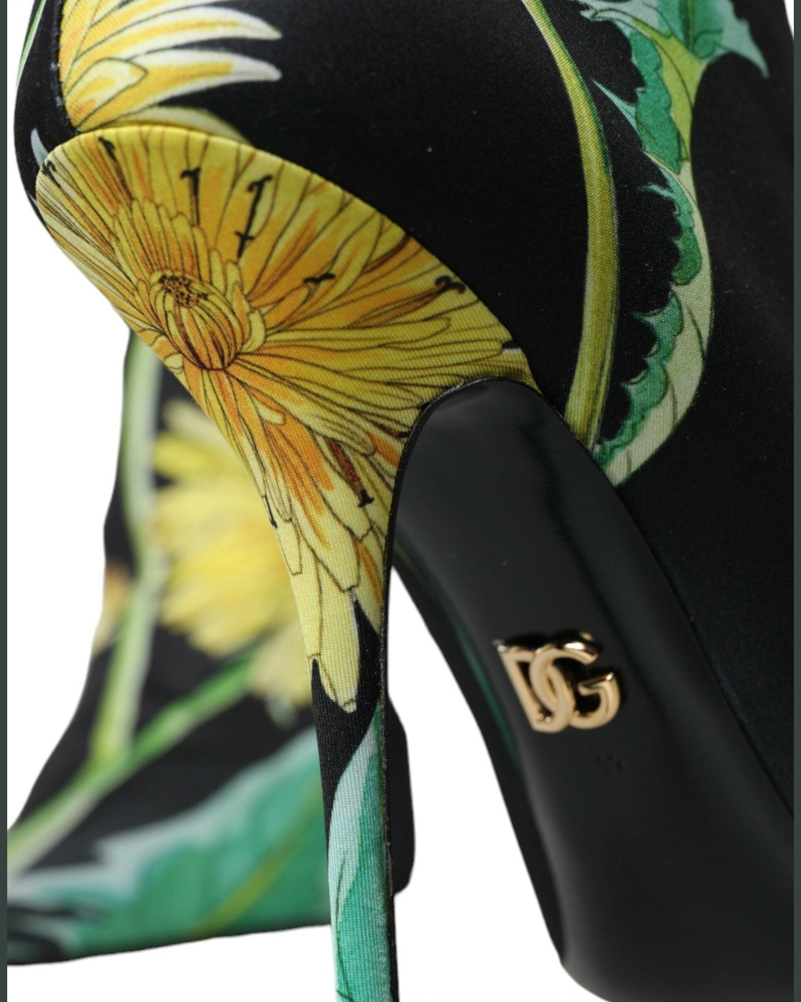 Dolce & Gabbana Black Floral Jersey Stretch Ankle Boots Shoes Boots