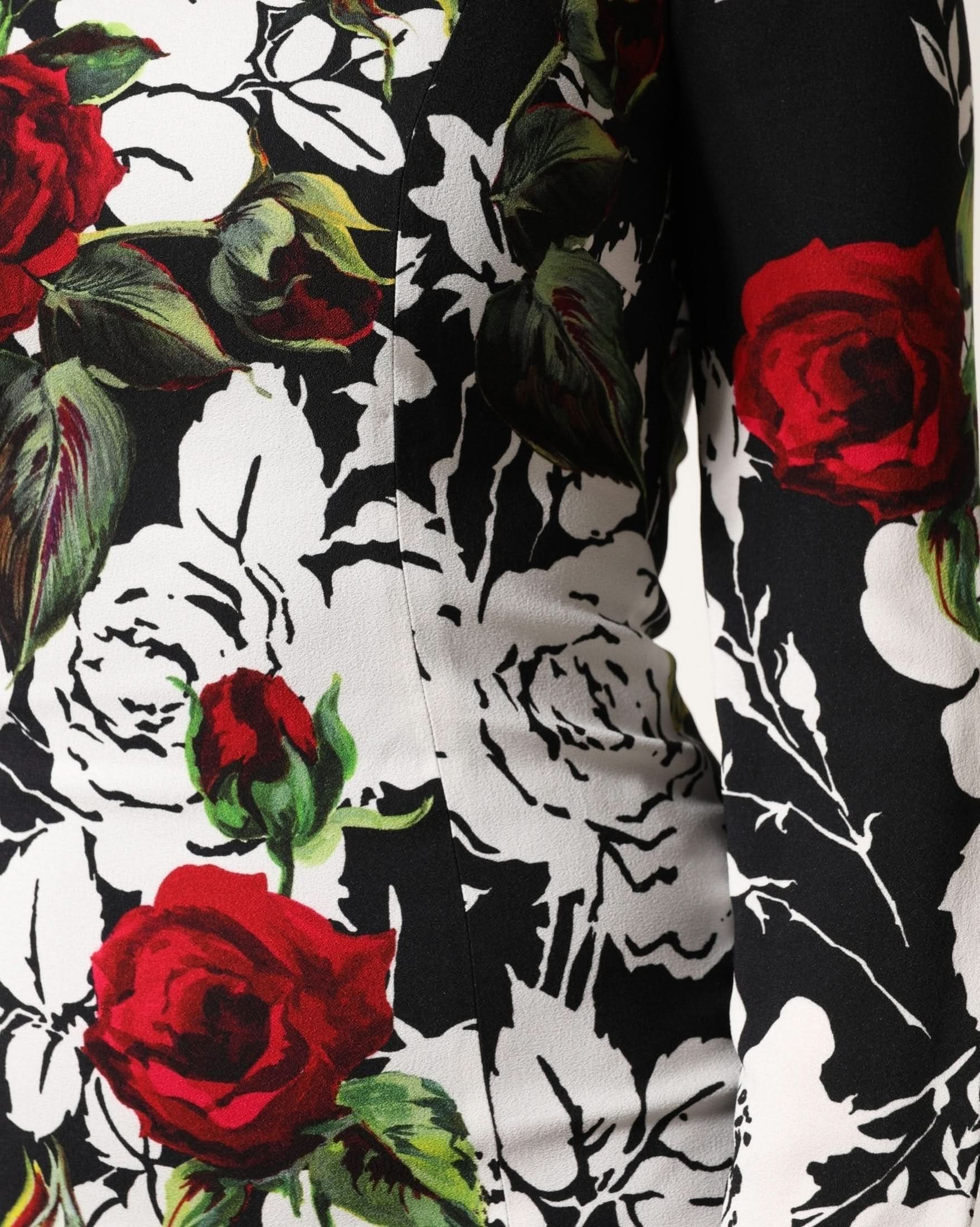 Dolce & Gabbana Black Floral Viscose Bodycon Long Gown Dress