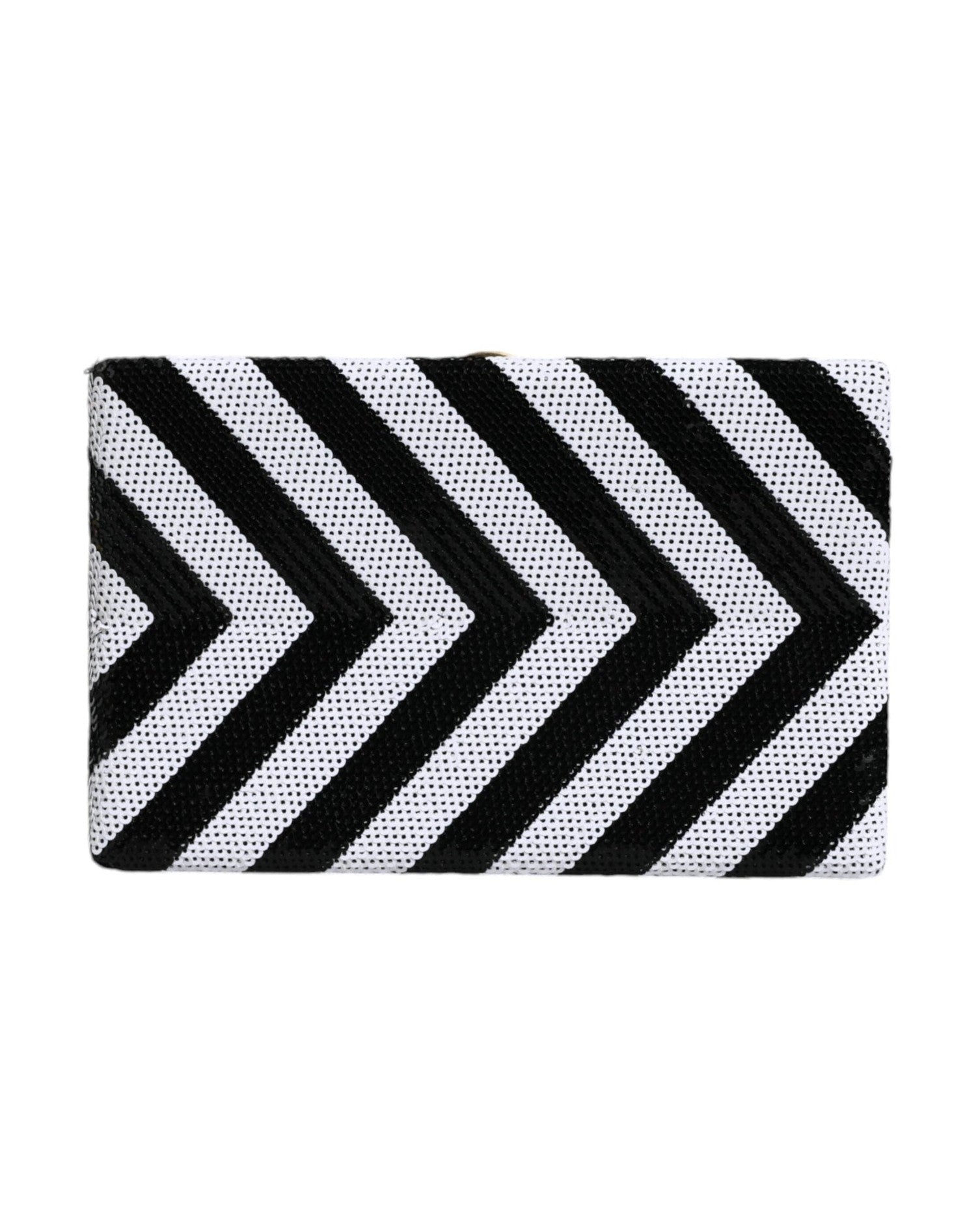 Dolce & Gabbana Frame Clutch Evening Party Purse Black White Gold Bag Glam Steals