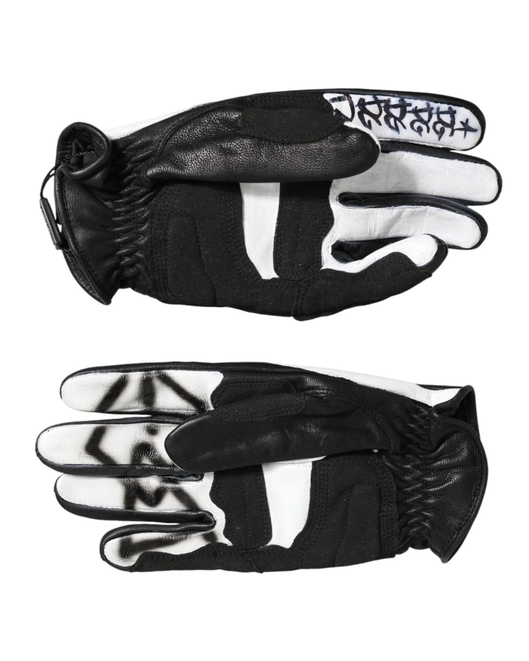 Dolce & Gabbana Black Gloves White Crystal Wrist Length Mitten Gloves & Mittens