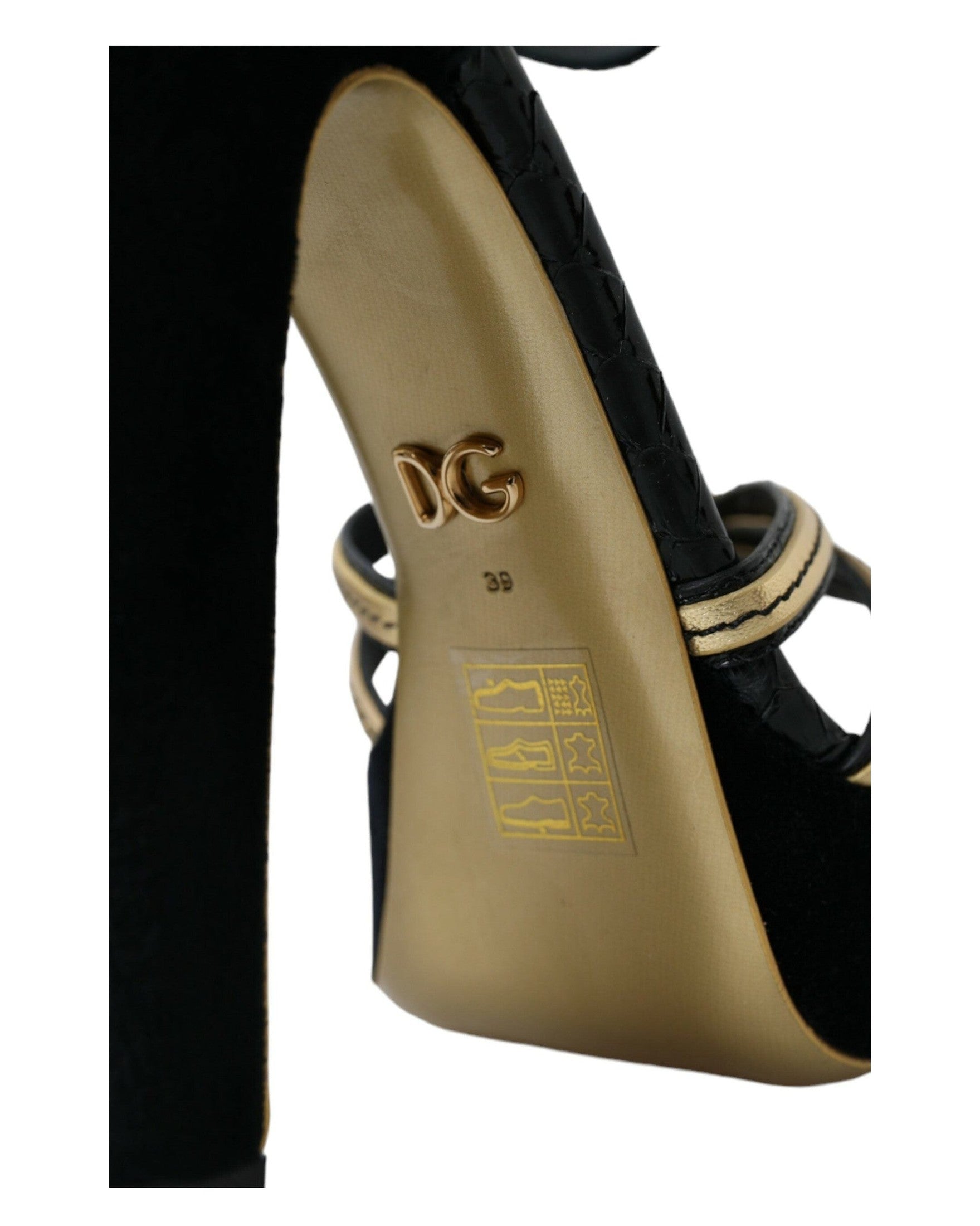Dolce & Gabbana Black Gold Embellished Heels Sandals Shoes Glam Steals