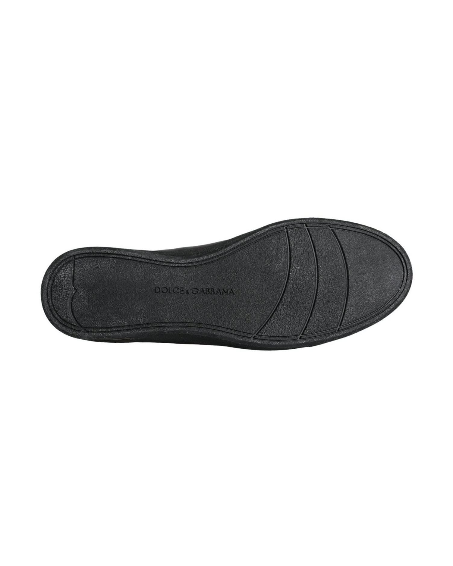Dolce & Gabbana Black Gold Leather Classic Sneakers Shoes Sneakers