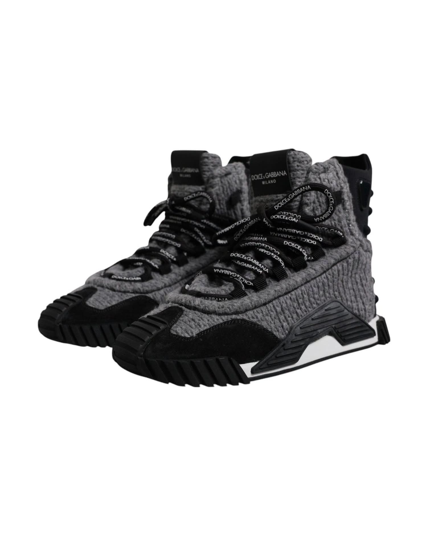 Dolce & Gabbana Black Gray Ns1 High Top Boots Sneakers Shoes Boots