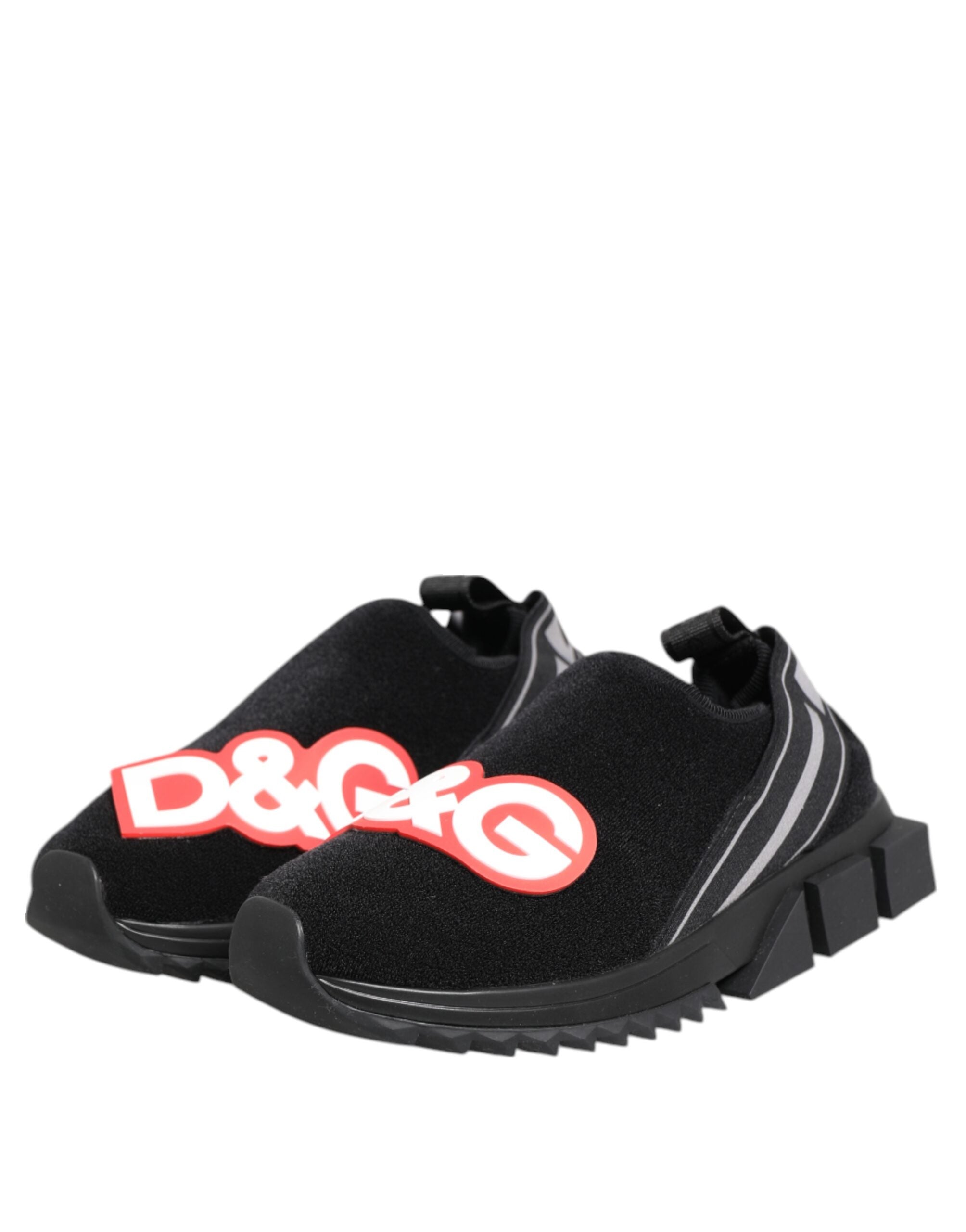 Dolce & Gabbana Black Grey Slip On Sorrento Sneakers Shoes Glam Steals