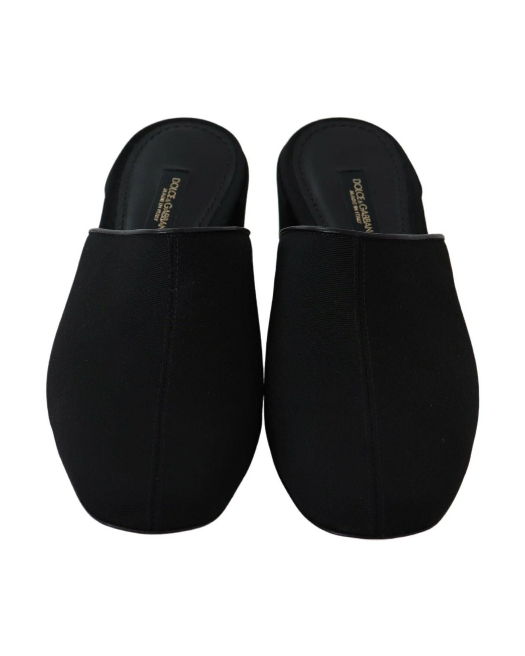 Dolce & Gabbana Black Grosgrain Slides Heels