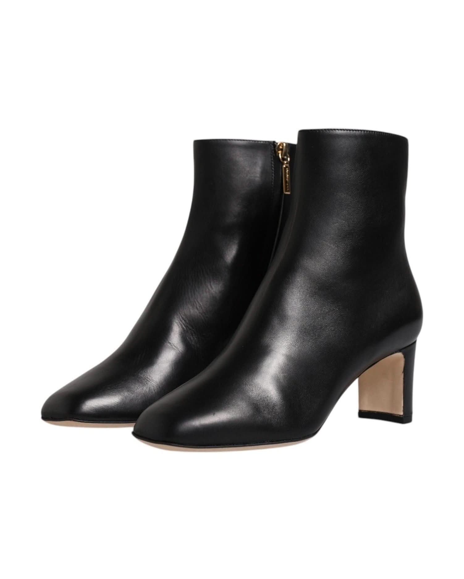 Dolce & Gabbana Black Jackie Leather Mid Calf Boots Shoes Boots