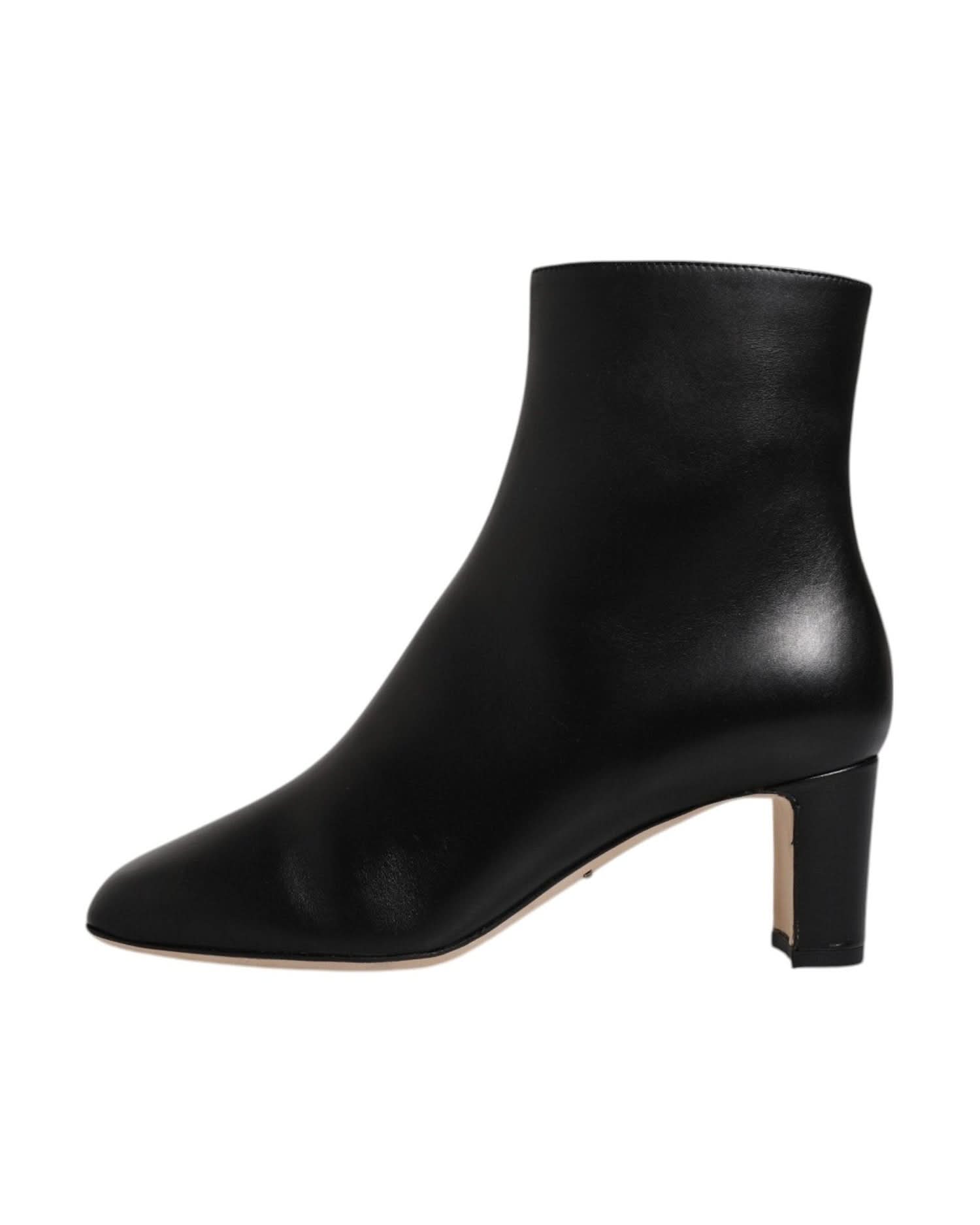 Dolce & Gabbana Black Jackie Leather Mid Calf Boots Shoes Boots