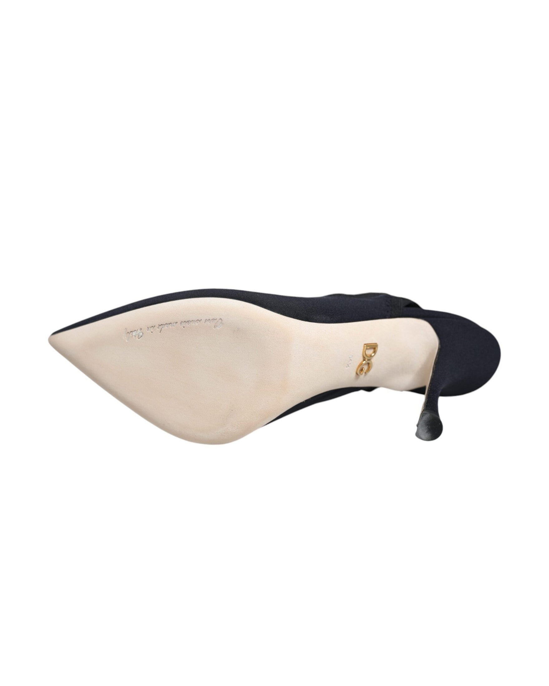 Dolce & Gabbana Black Jersey Stretch Heels Slingback Shoes Glam Steals