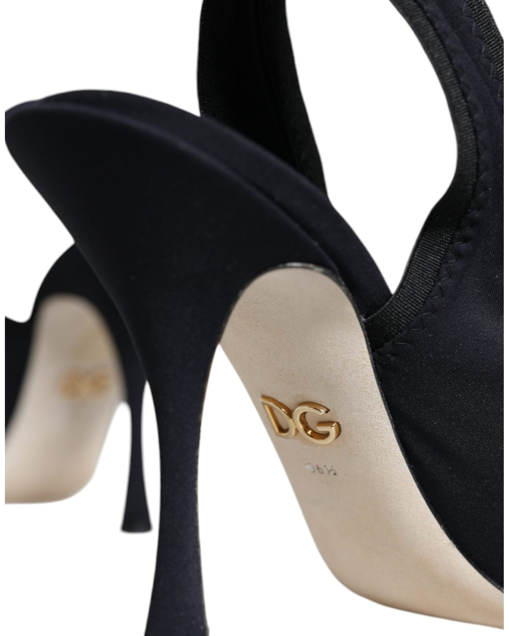 Dolce & Gabbana Black Jersey Stretch Heels Slingback Shoes Glam Steals