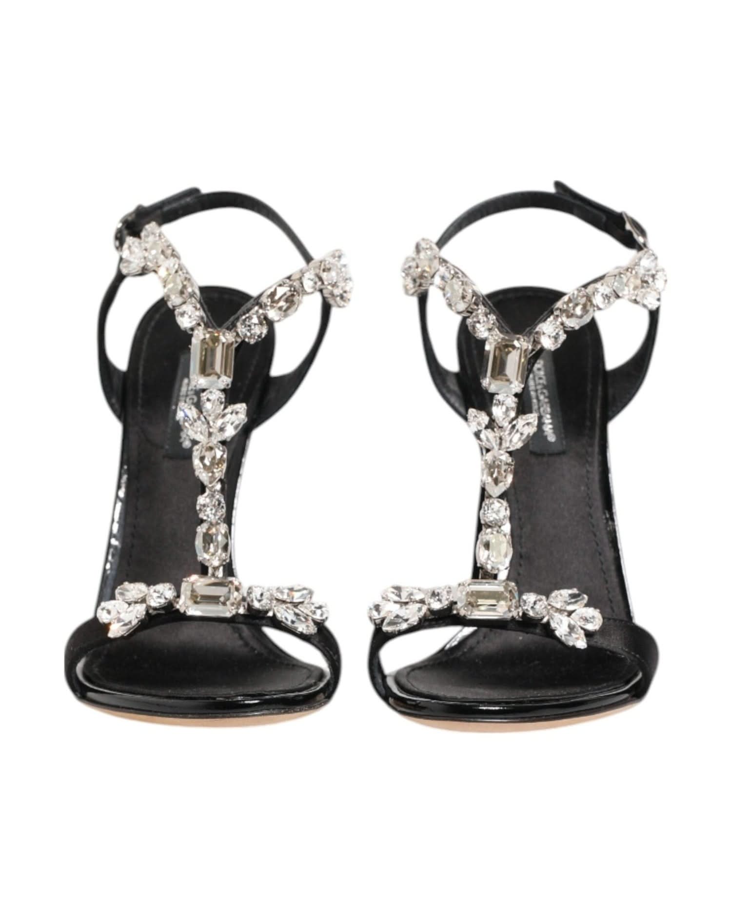 Dolce & Gabbana Black Keira Crystals Heels Sandals Shoes Heels