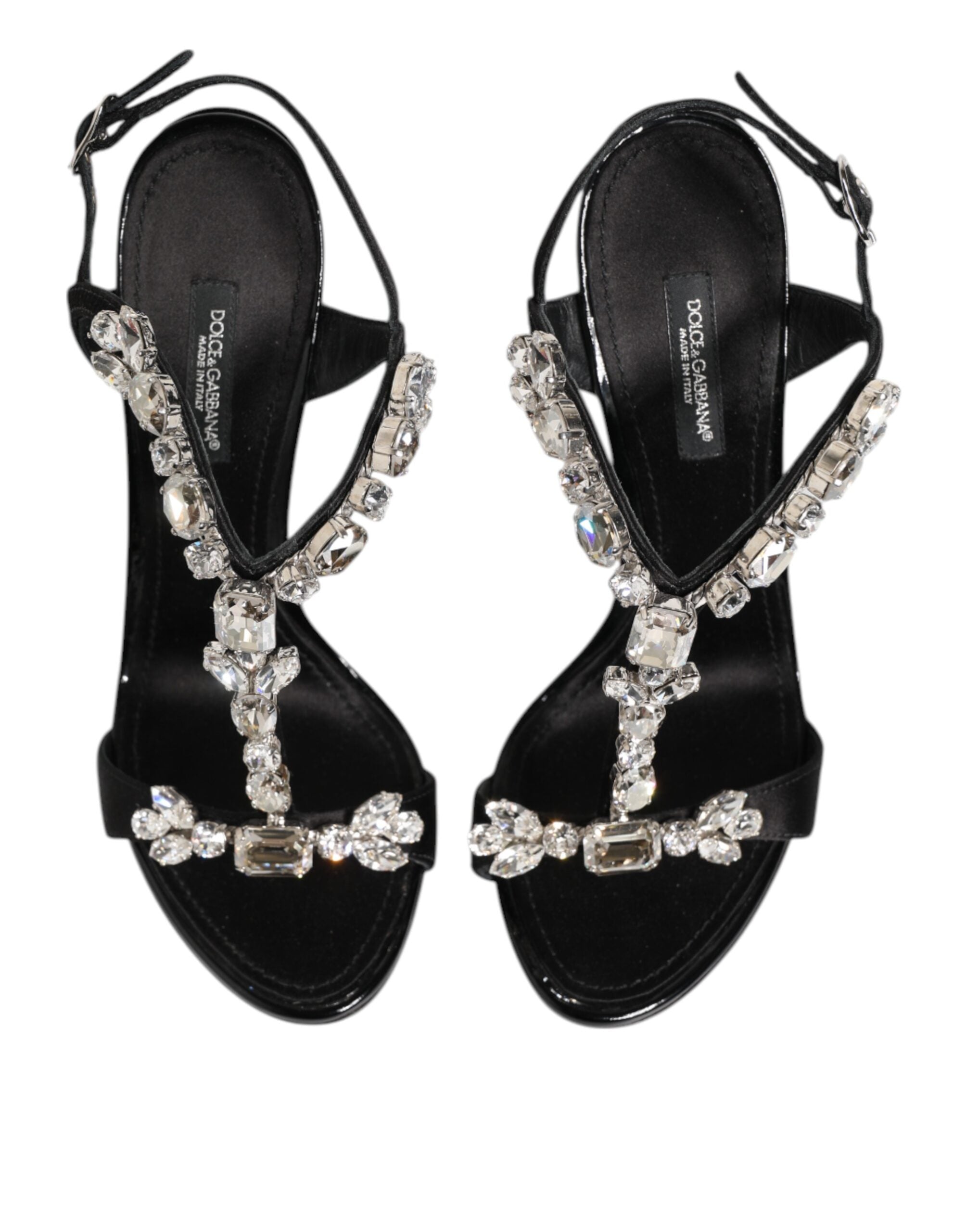 Dolce & Gabbana Black Keira Crystals Heels Sandals Shoes Glam Steals