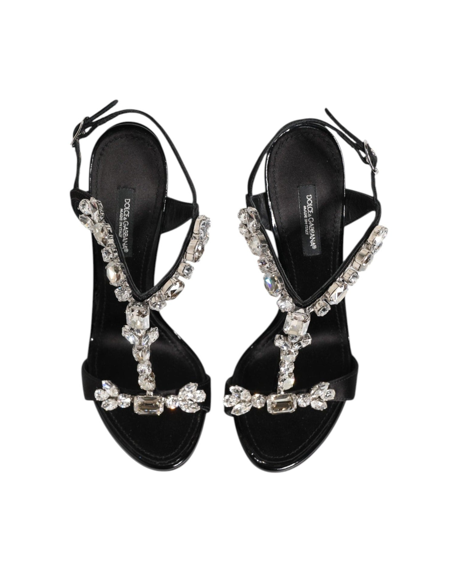 Dolce & Gabbana Black Keira Crystals Heels Sandals Shoes Glam Steals