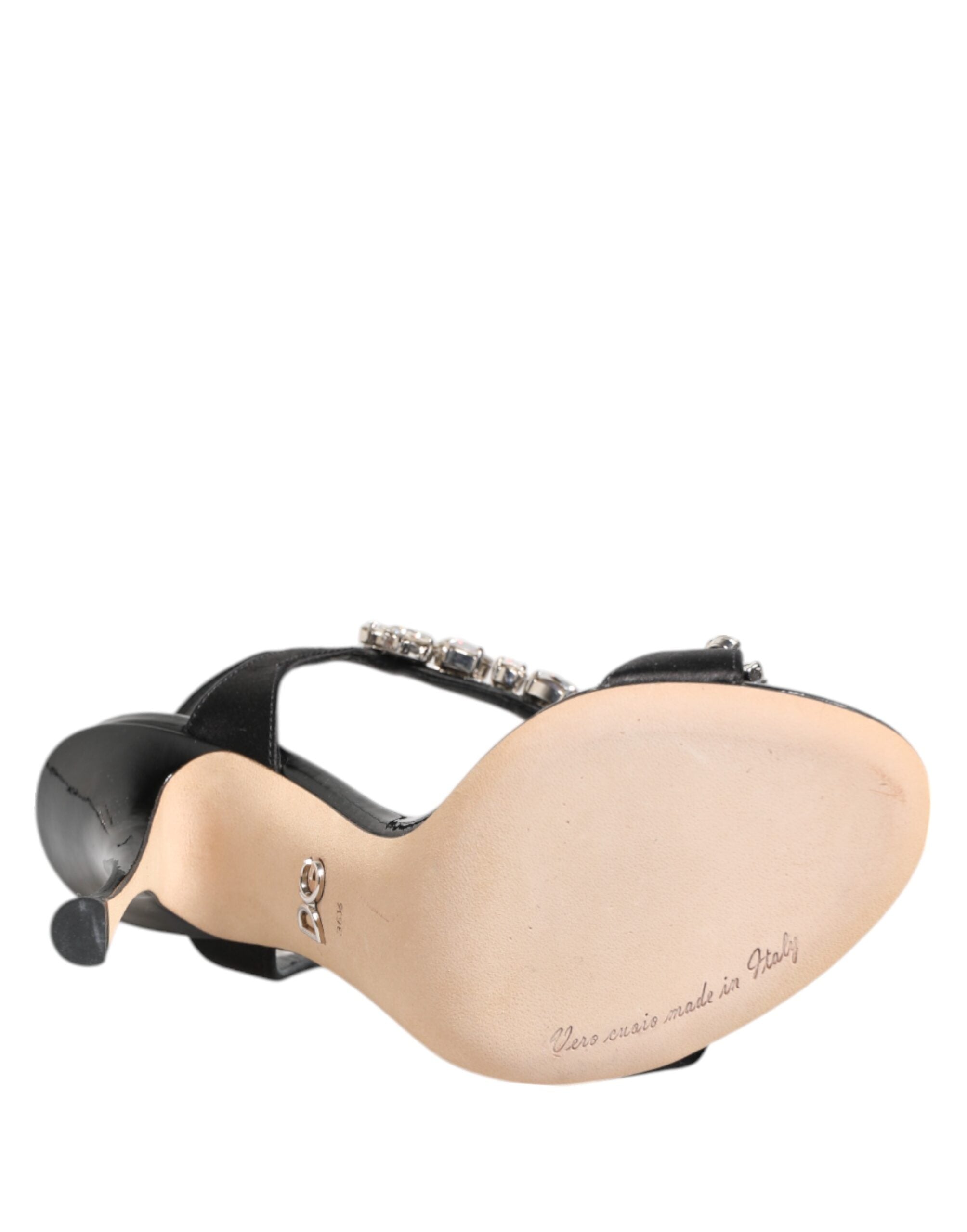Dolce & Gabbana Black Keira Crystals Heels Sandals Shoes Glam Steals