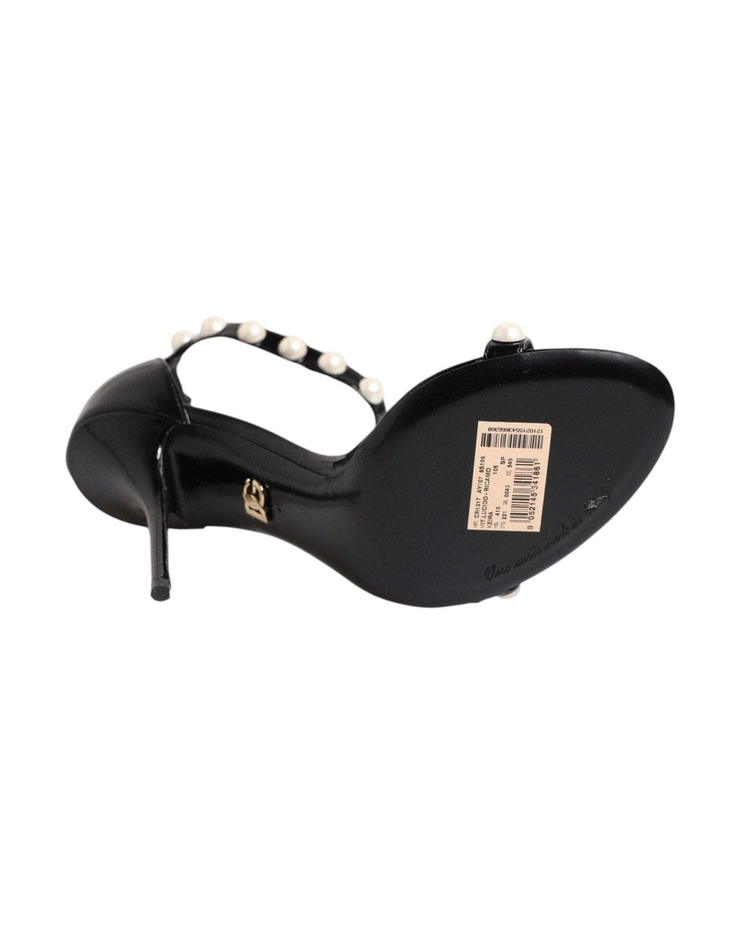 Dolce & Gabbana Black Keira Pearl Embellished Sandals Shoes Glam Steals