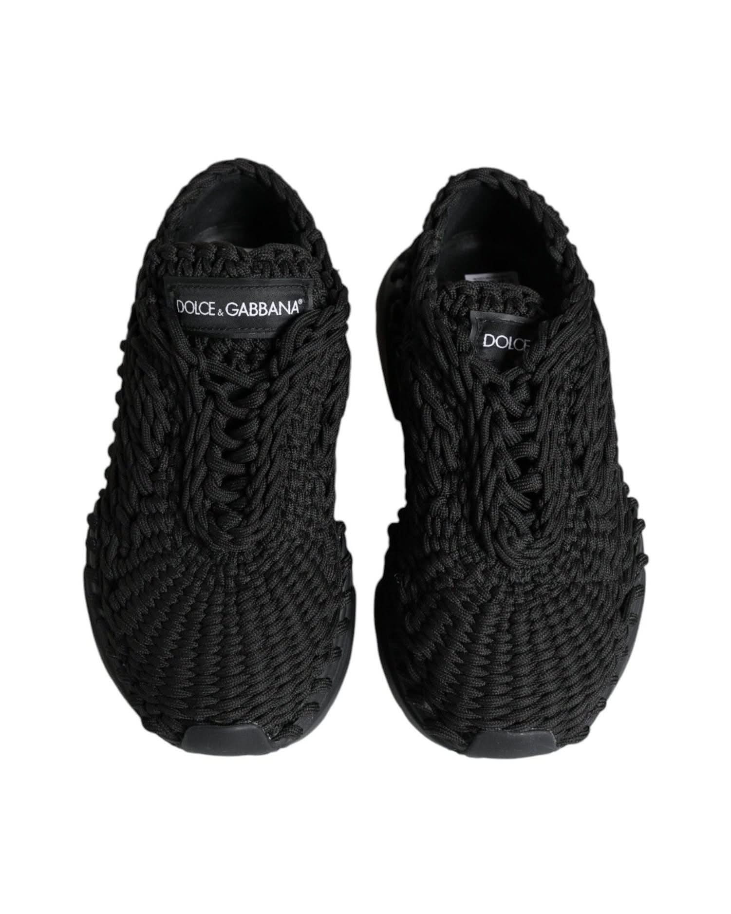 Dolce & Gabbana Black Knitted Daymaster Sneakers Shoes Sneakers