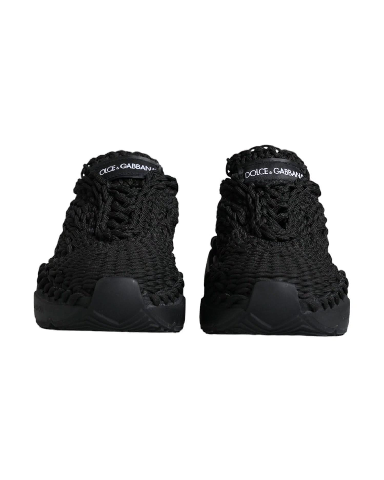 Dolce & Gabbana Black Knitted Daymaster Sneakers Shoes Sneakers