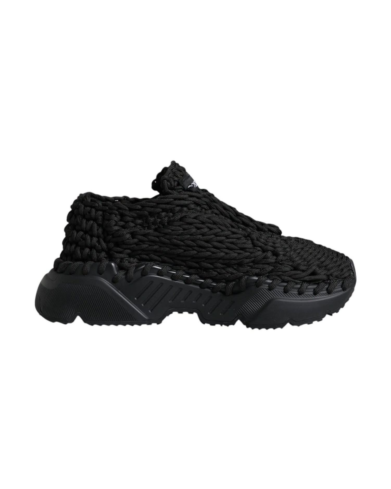 Dolce & Gabbana Black Knitted Daymaster Sneakers Shoes Sneakers