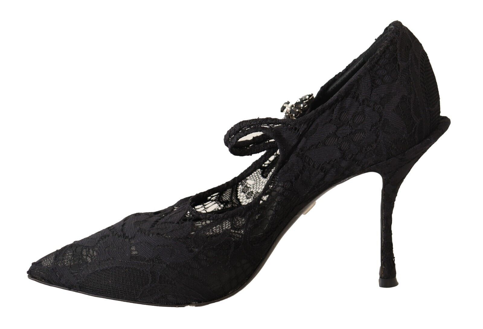 Dolce & Gabbana Black Lace Crystals Heels Mary Jane Pumps Shoes Glam Steals
