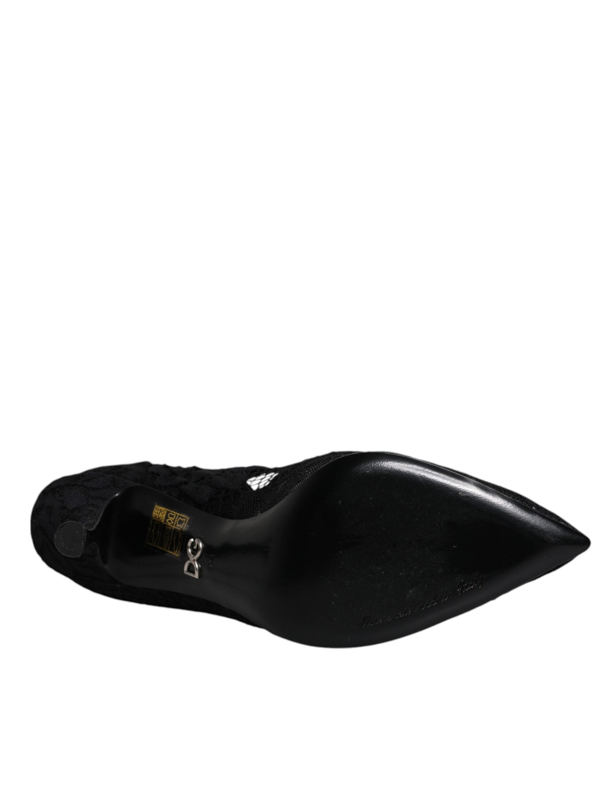 Dolce & Gabbana Black Lace Crystals Mary Jane Pumps Shoes Glam Steals