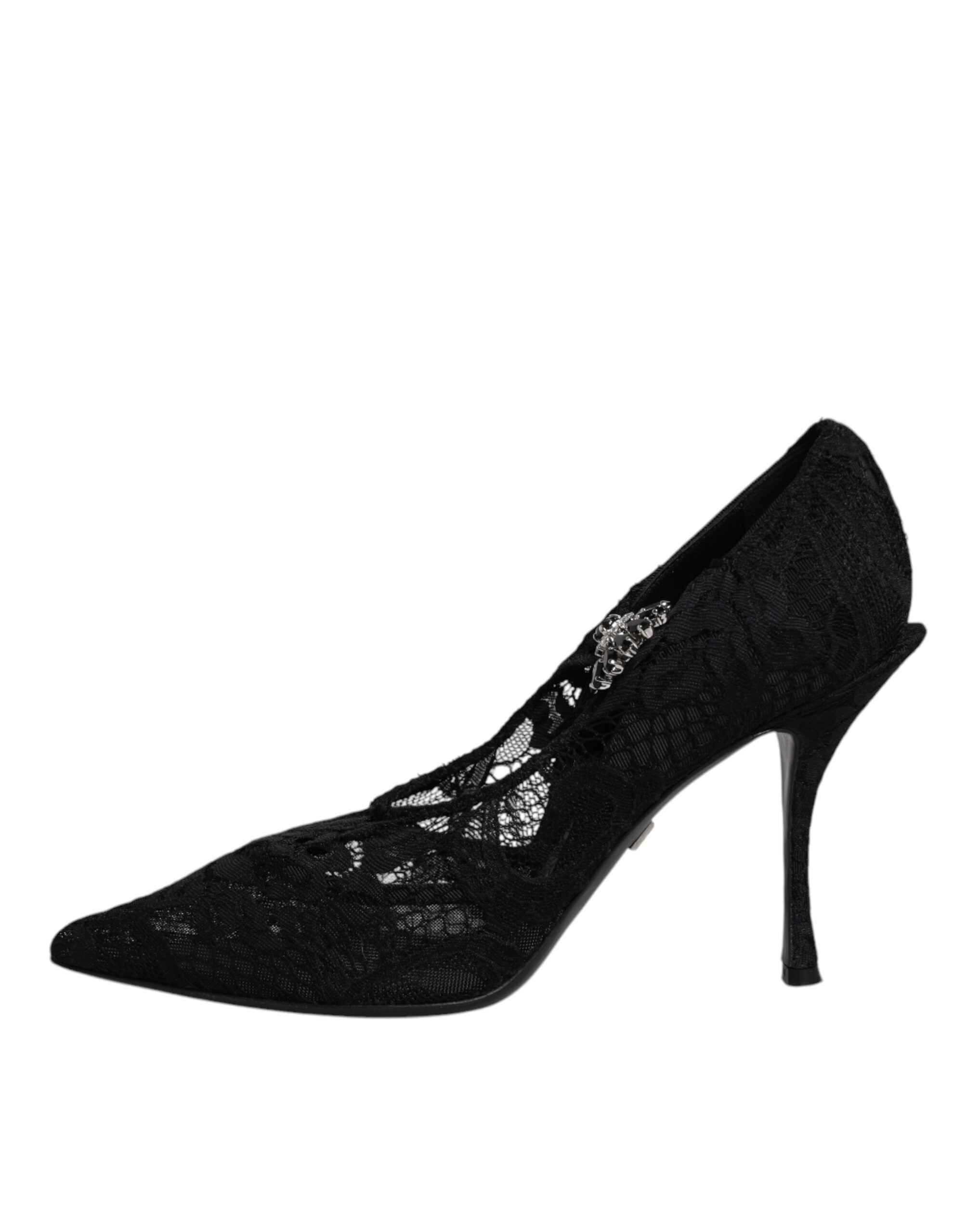 Dolce & Gabbana Black Lace Crystals Mary Jane Pumps Shoes Glam Steals