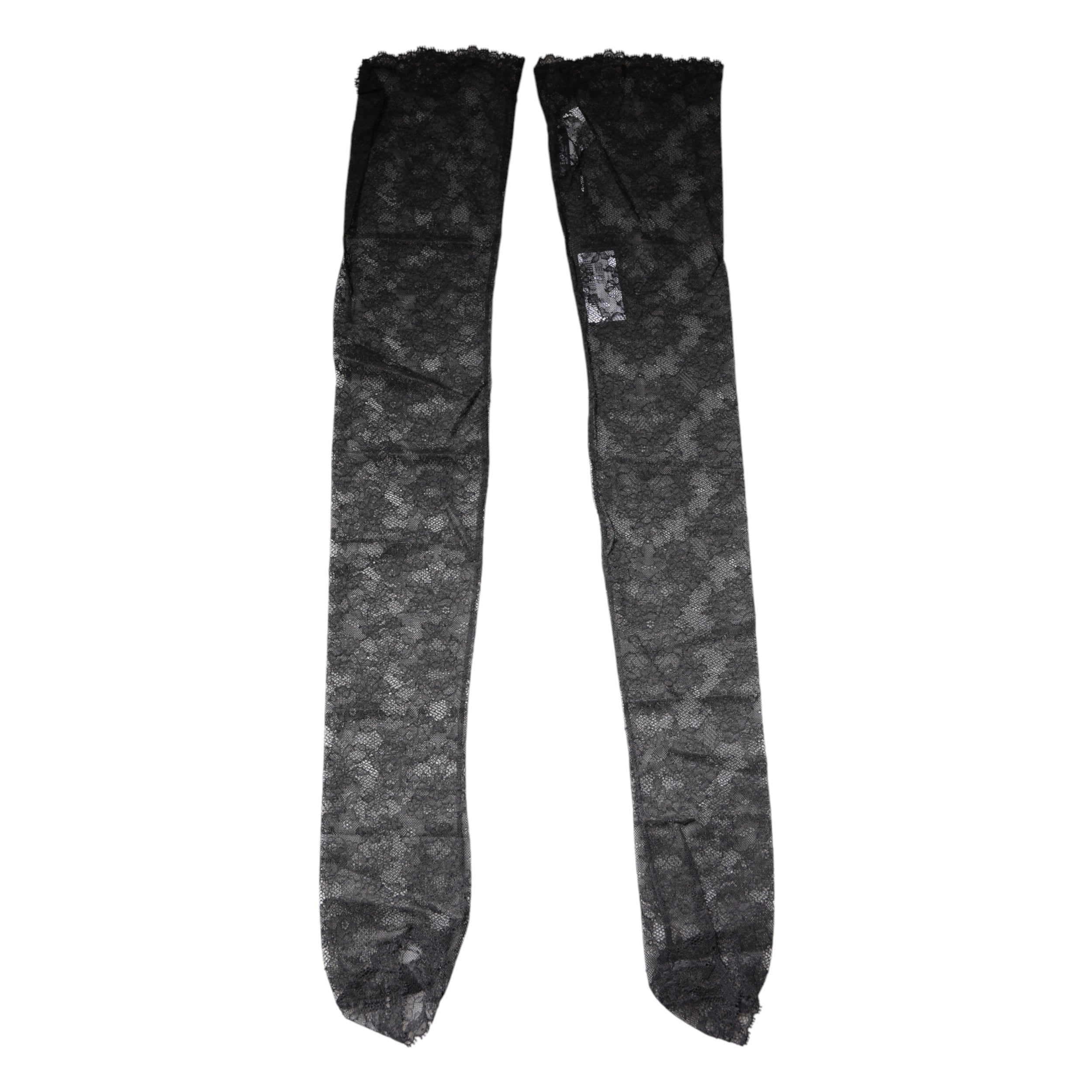 Dolce & Gabbana Black Lace Floral Cotton Stretch Stockings Socks Glam Steals
