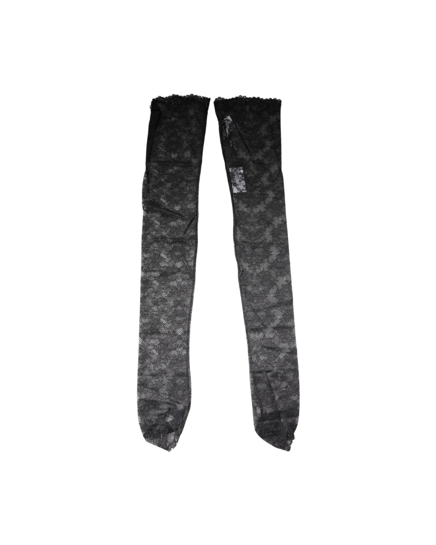Dolce & Gabbana Black Lace Floral Cotton Stretch Stockings Socks Glam Steals