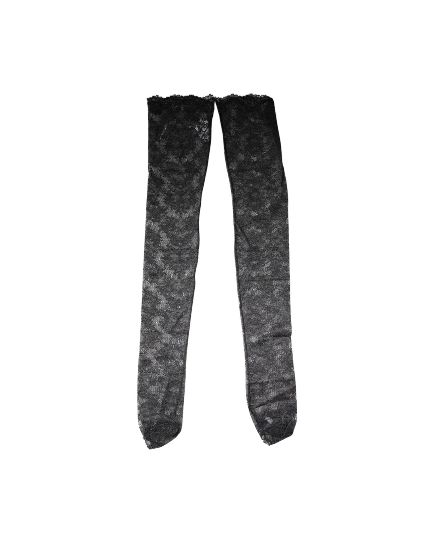 Dolce & Gabbana Black Lace Floral Cotton Stretch Stockings Socks Glam Steals