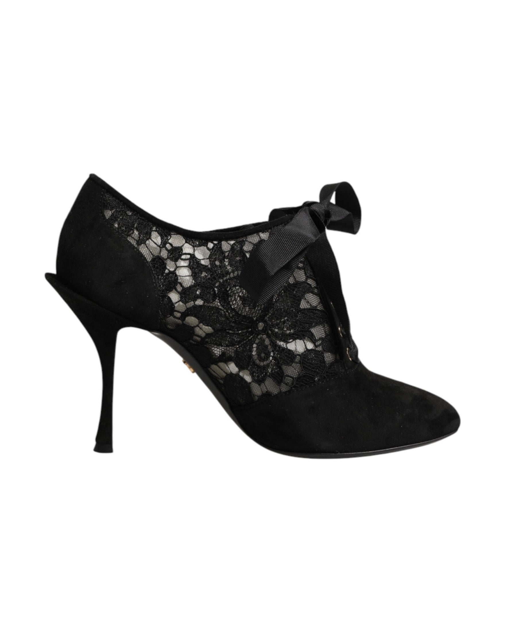 Dolce & Gabbana Black Lace Floral High Heels Ups Pumps Shoes Glam Steals