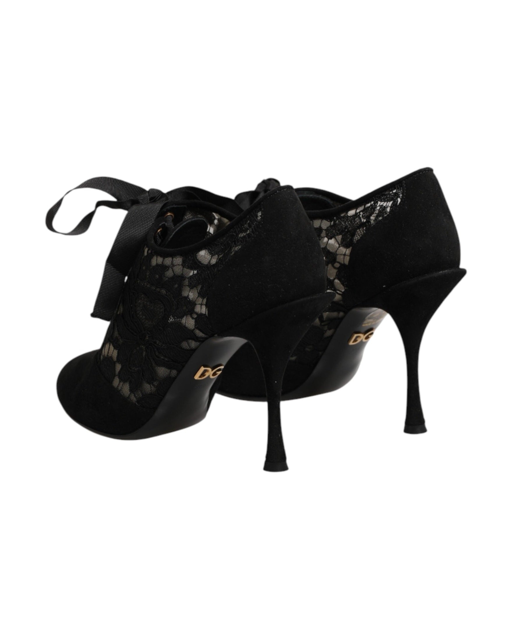 Dolce & Gabbana Black Lace Floral High Heels Ups Pumps Shoes Glam Steals