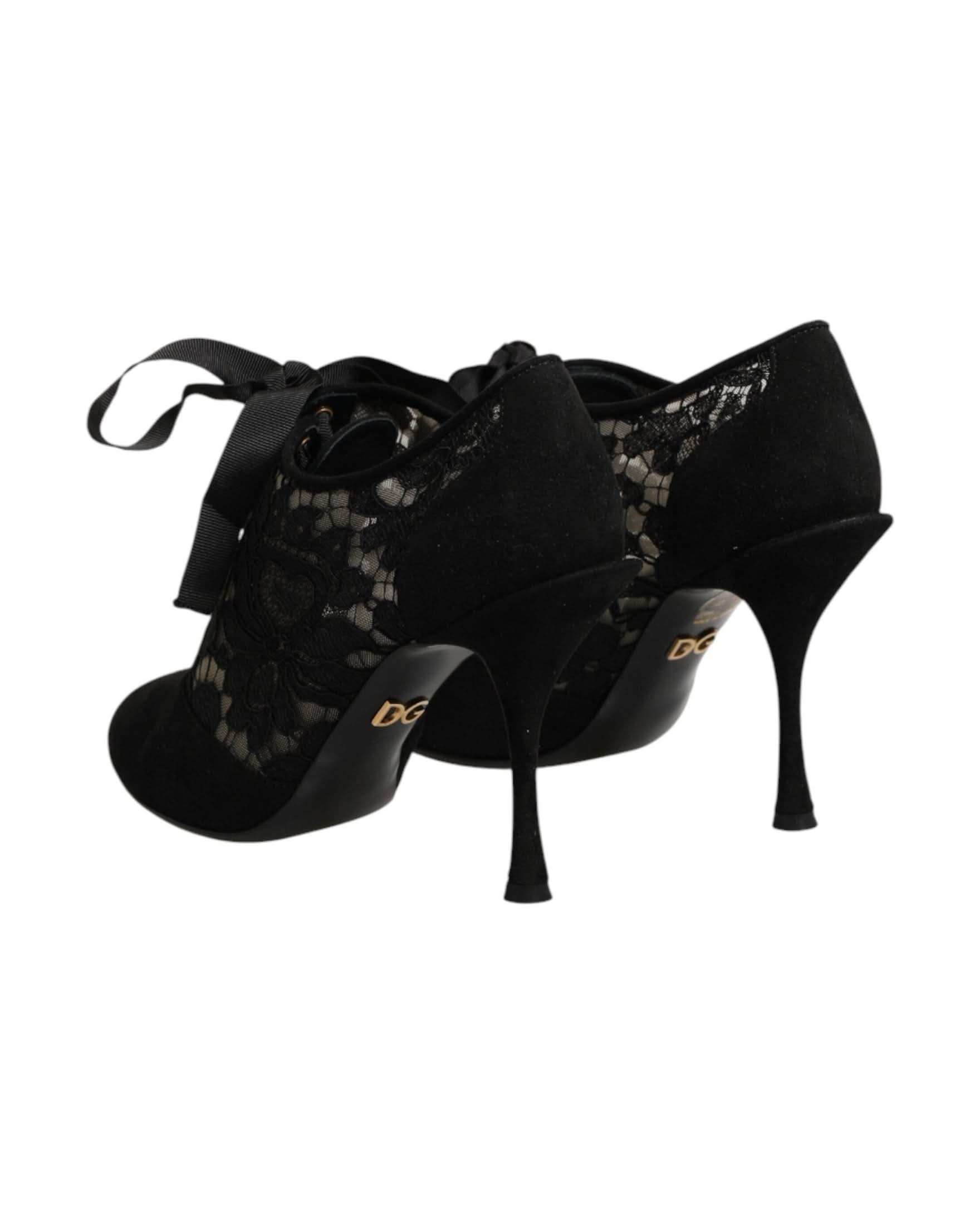 Dolce & Gabbana Black Lace Floral High Heels Ups Pumps Shoes Heels