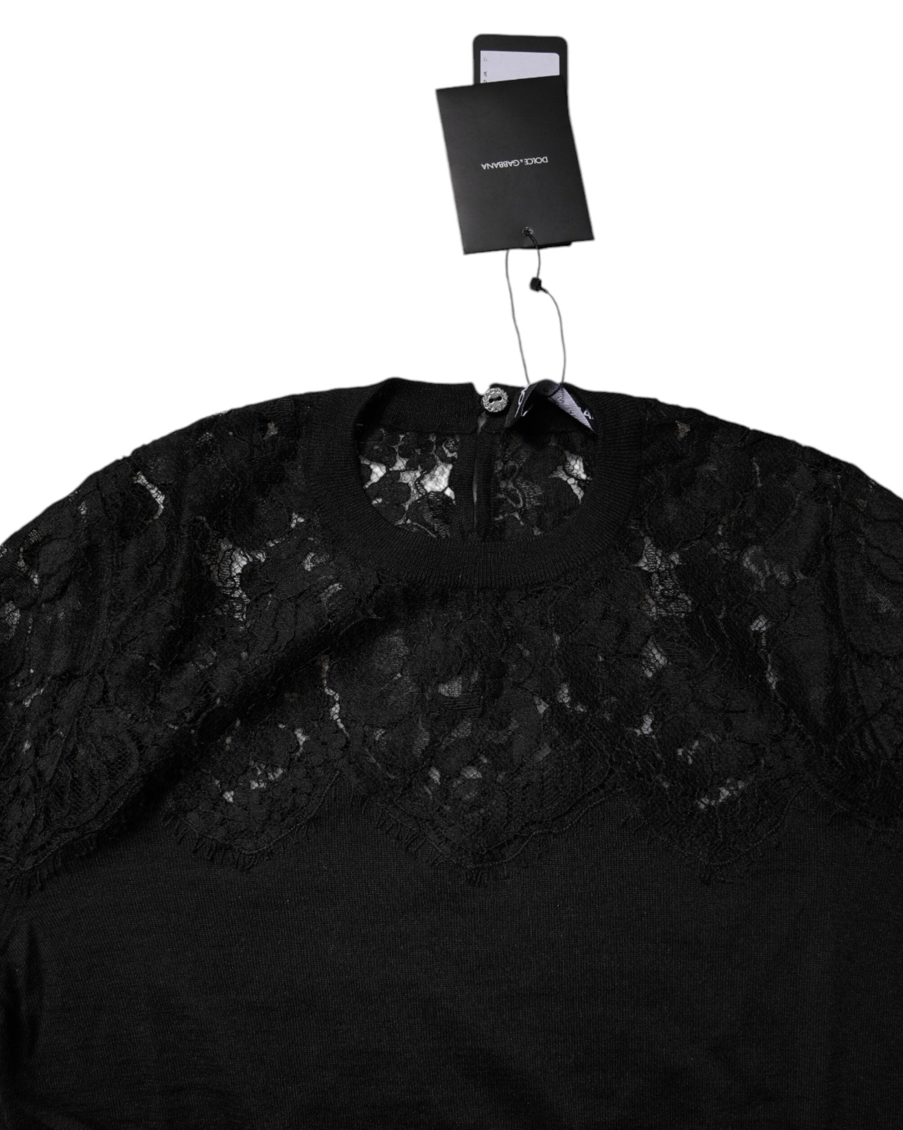 Dolce & Gabbana Black Lace Floral Long Sleeves Blouse Top Glam Steals
