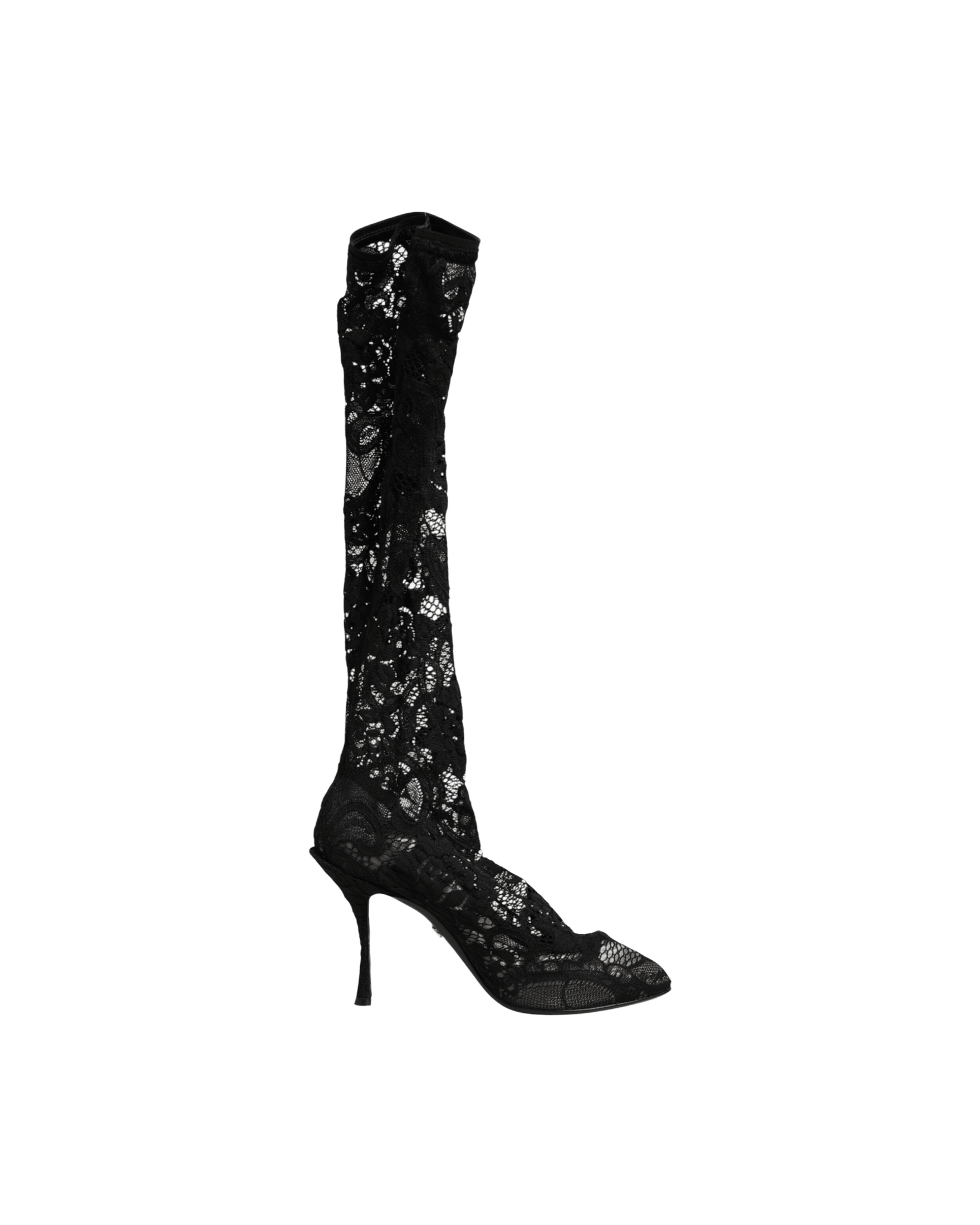 Dolce & Gabbana Black Lace Pumps Taormina Socks Boots Shoes Boots