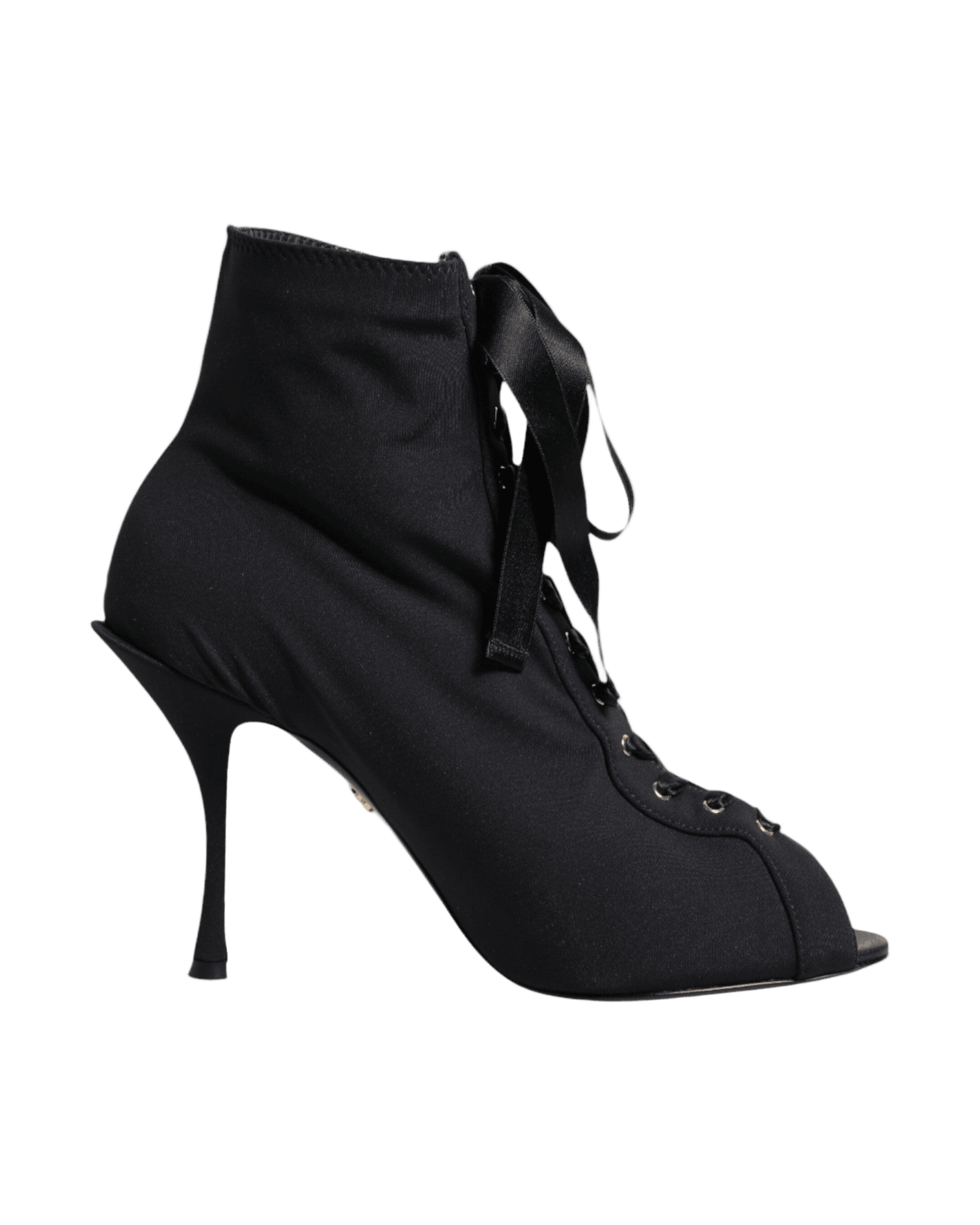 Dolce & Gabbana Black Lace Stiletto Heels Up Boots Shoes Glam Steals
