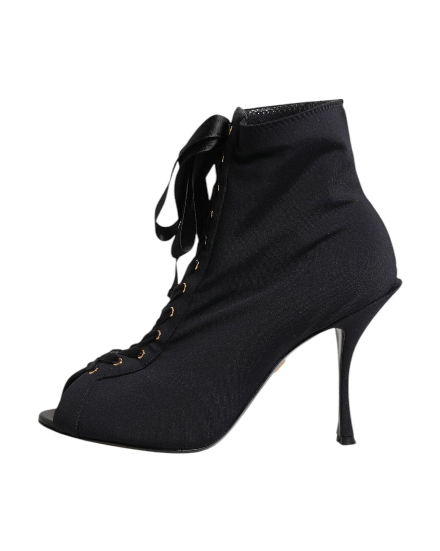 Dolce & Gabbana Black Lace Stiletto Heels Up Boots Shoes Glam Steals