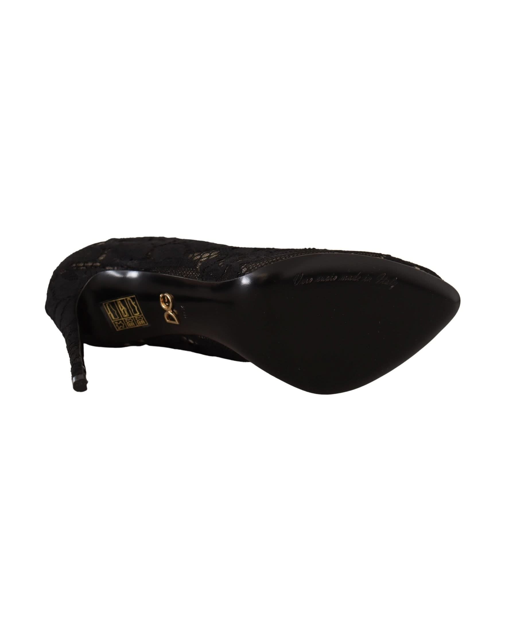 Dolce & Gabbana Black Lace Stretch Socks Taormina Boots Boots