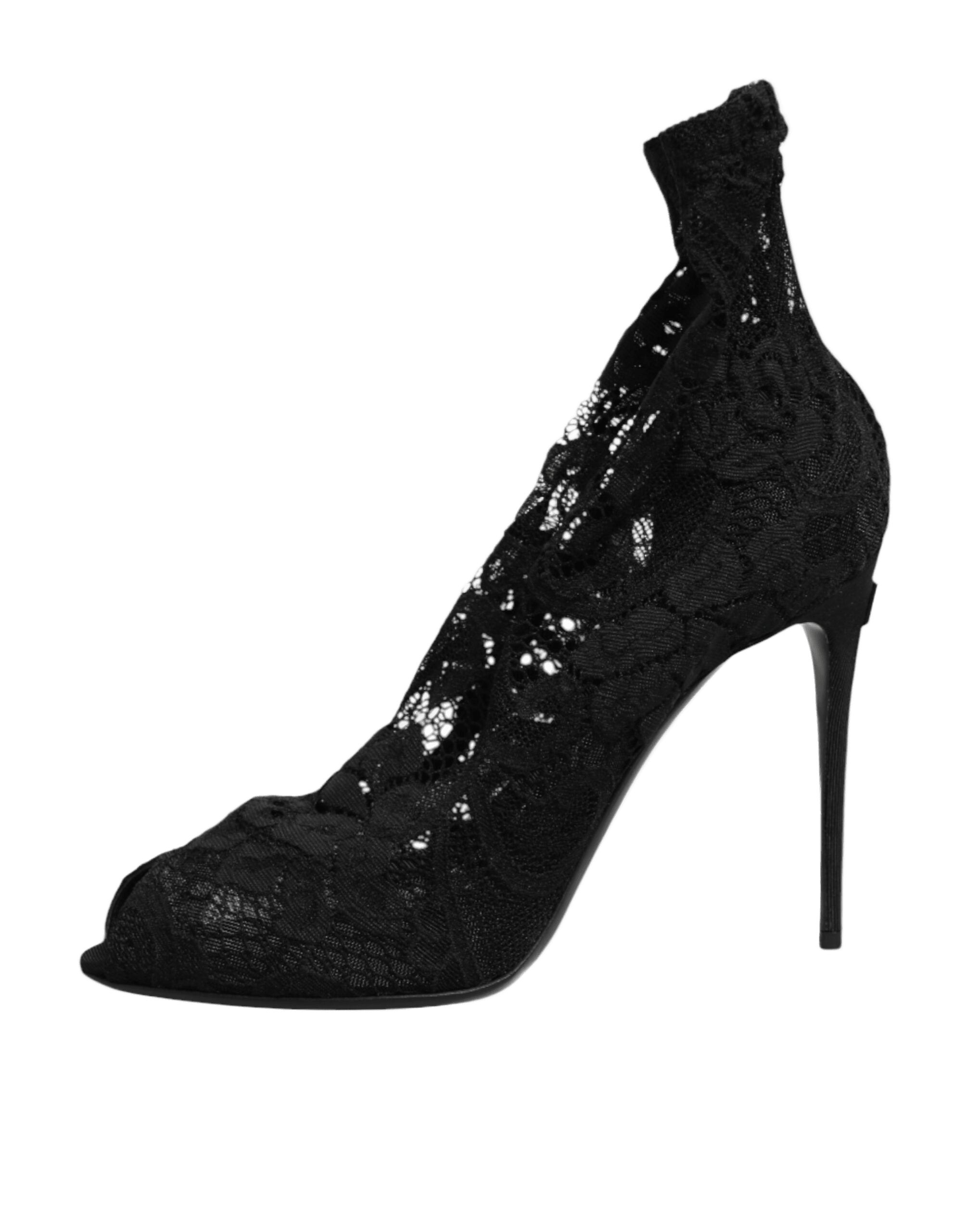 Dolce & Gabbana Black Lace Stretch Taormina Boots Shoes Glam Steals