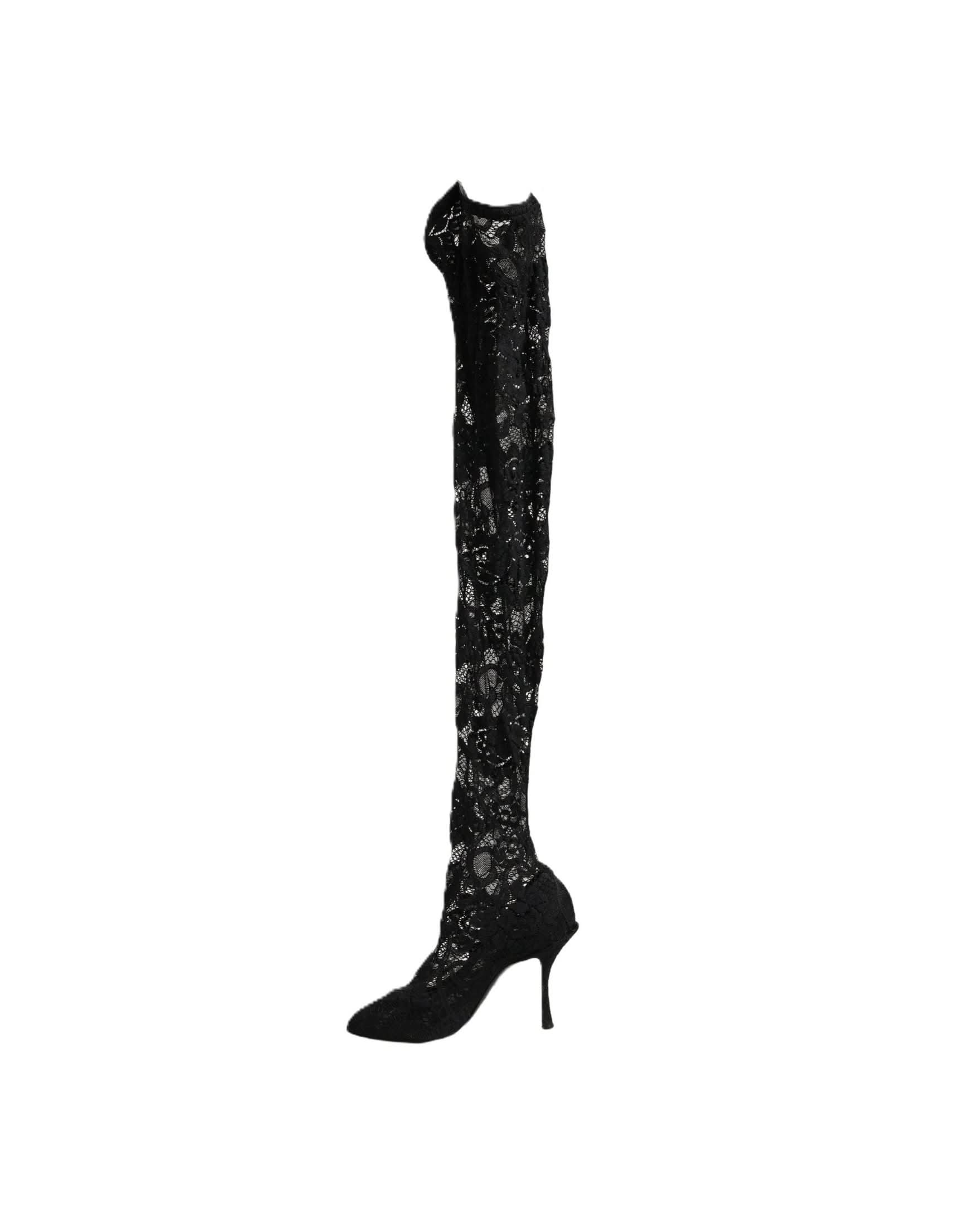 Dolce & Gabbana Black Lace Taormina Socks Boots Glam Steals