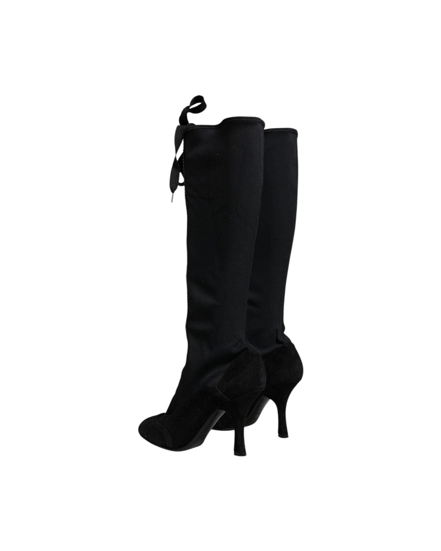 Dolce & Gabbana Black Lace Up Heels High Boots Glam Steals